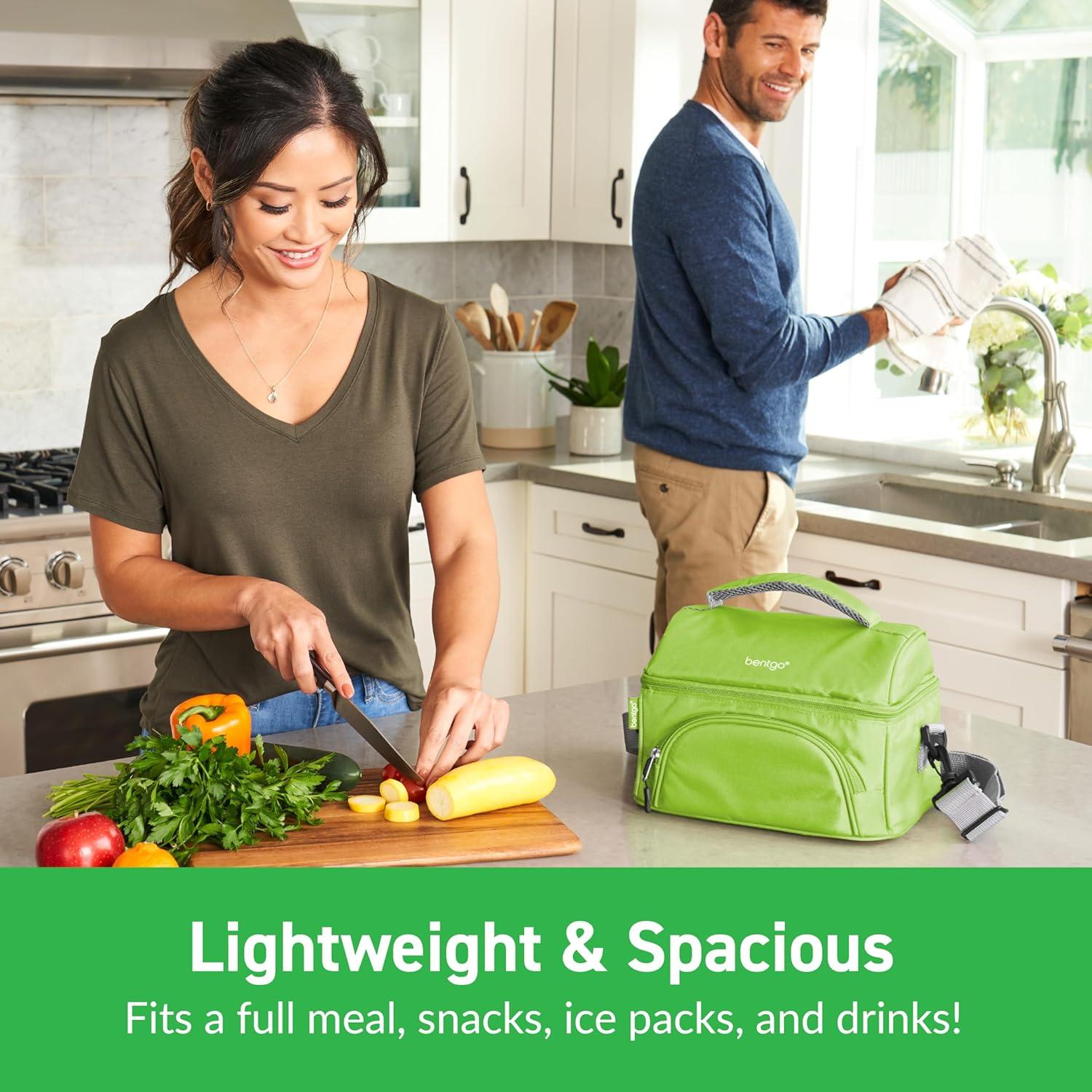 imageBentgo Deluxe Lunch Bag Durable and Insulated Lunch Tote with Zippered Outer Pocket Internal Mesh Pocket Padded amp Adjustable Straps amp 2Way Zippers Fits Most Lunch Boxes Khaki GreenGreen