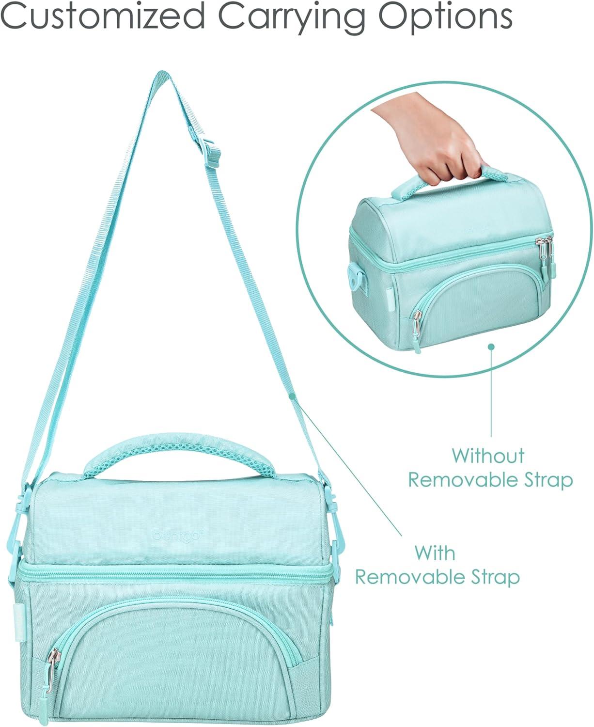 imageBentgo Deluxe Lunch Bag Durable and Insulated Lunch Tote with Zippered Outer Pocket Internal Mesh Pocket Padded amp Adjustable Straps amp 2Way Zippers Fits Most Lunch Boxes Khaki GreenCoastal Aqua
