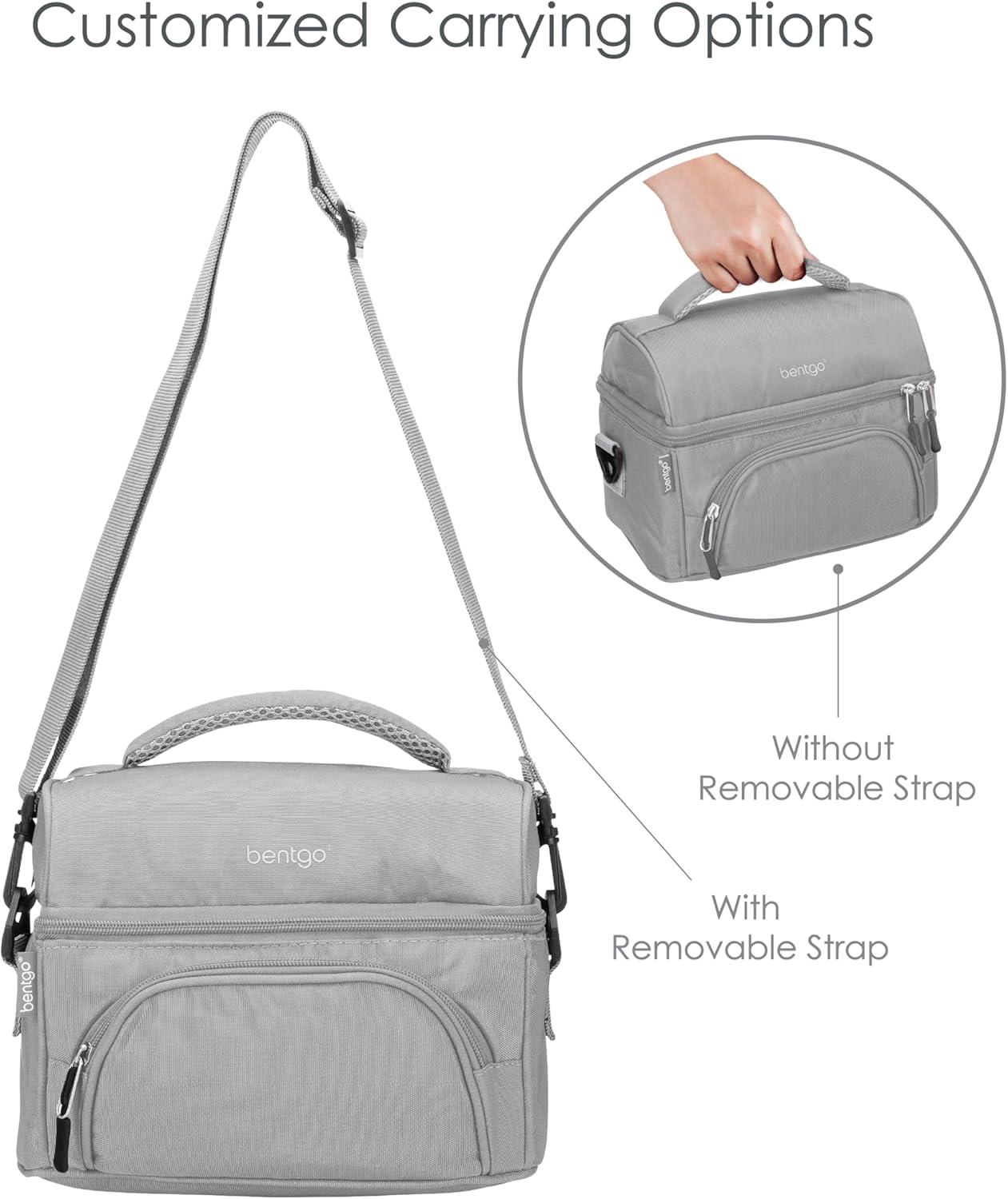 imageBentgo Deluxe Lunch Bag Durable and Insulated Lunch Tote with Zippered Outer Pocket Internal Mesh Pocket Padded amp Adjustable Straps amp 2Way Zippers Fits Most Lunch Boxes Khaki GreenGray