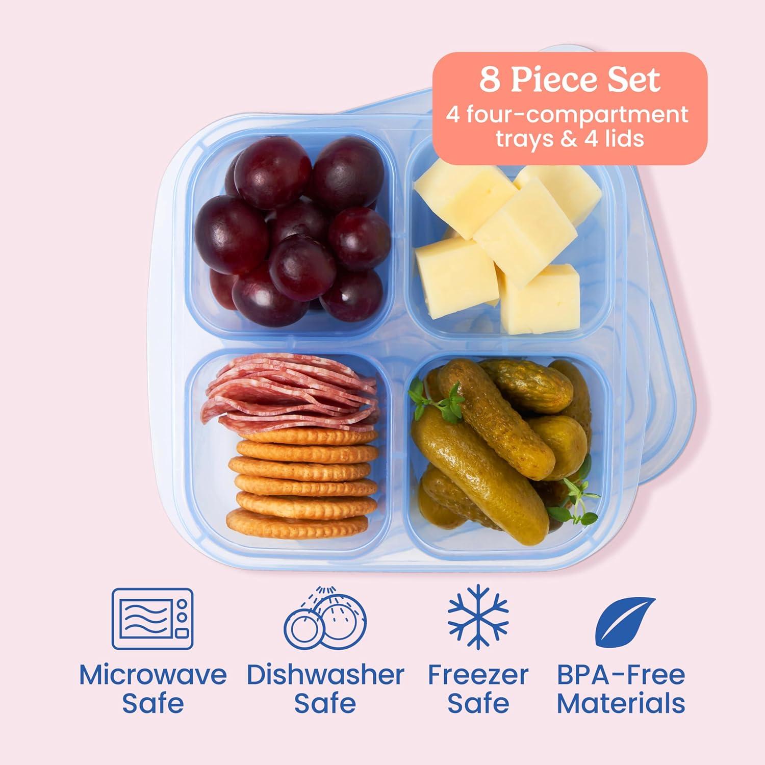 imageBentgo Easyboxes 4Compartment Snack Containers 8Piece Set with 4 Trays amp 4 CustomFit Lids to Seal in Freshness Reusable Food Storage amp Meal Prep Bento BPAFree Containers ClassicPastels