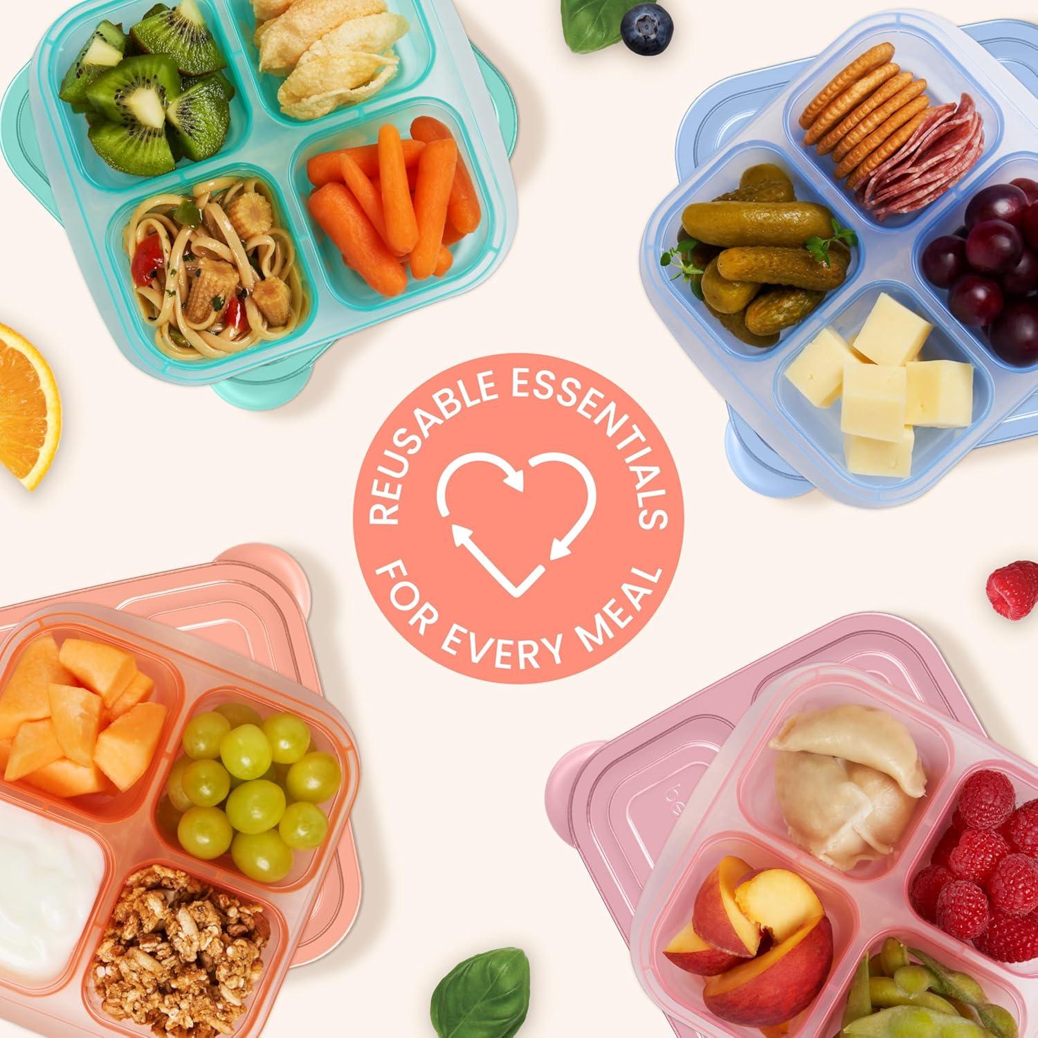 imageBentgo Easyboxes 4Compartment Snack Containers 8Piece Set with 4 Trays amp 4 CustomFit Lids to Seal in Freshness Reusable Food Storage amp Meal Prep Bento BPAFree Containers ClassicPastels