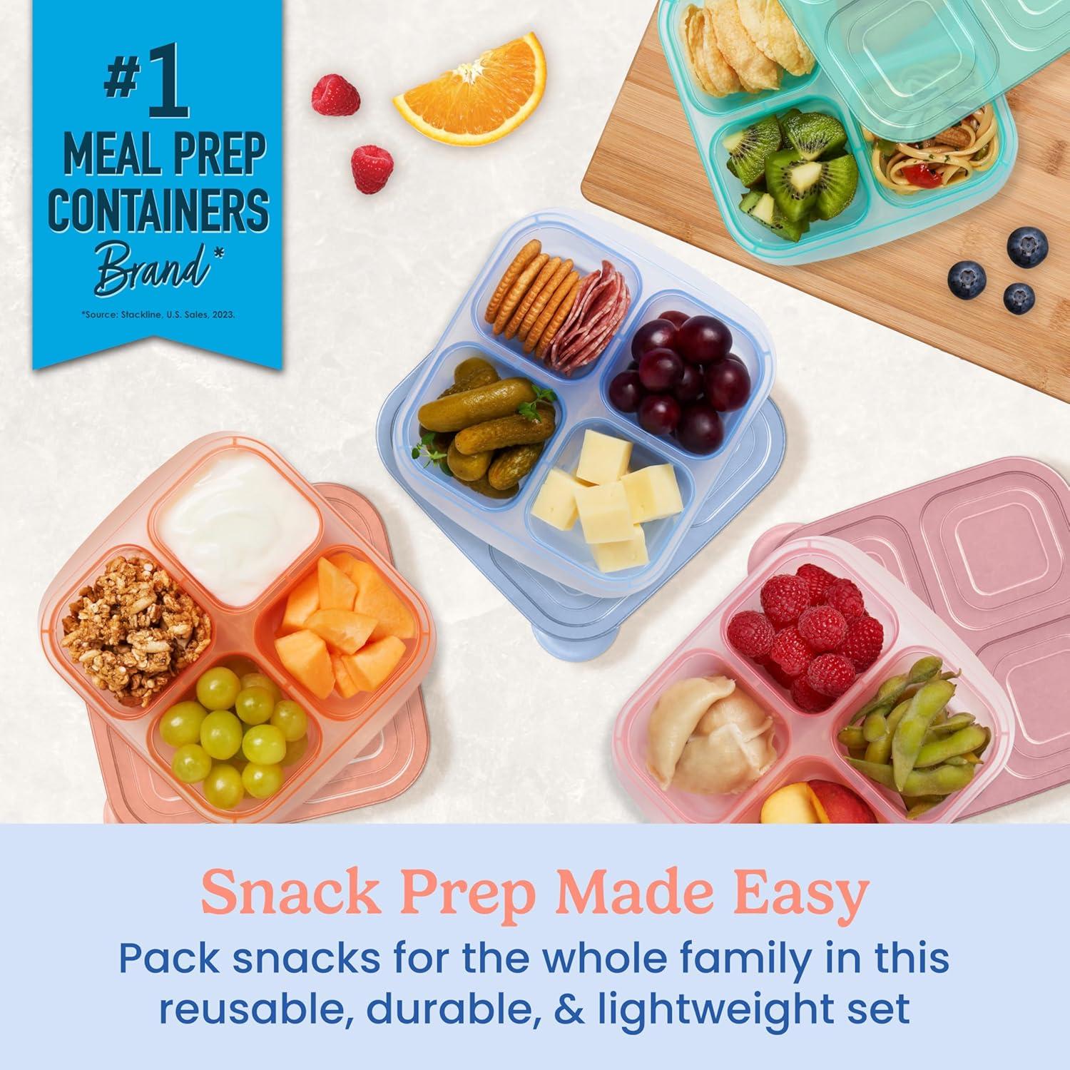imageBentgo Easyboxes 4Compartment Snack Containers 8Piece Set with 4 Trays amp 4 CustomFit Lids to Seal in Freshness Reusable Food Storage amp Meal Prep Bento BPAFree Containers ClassicPastels