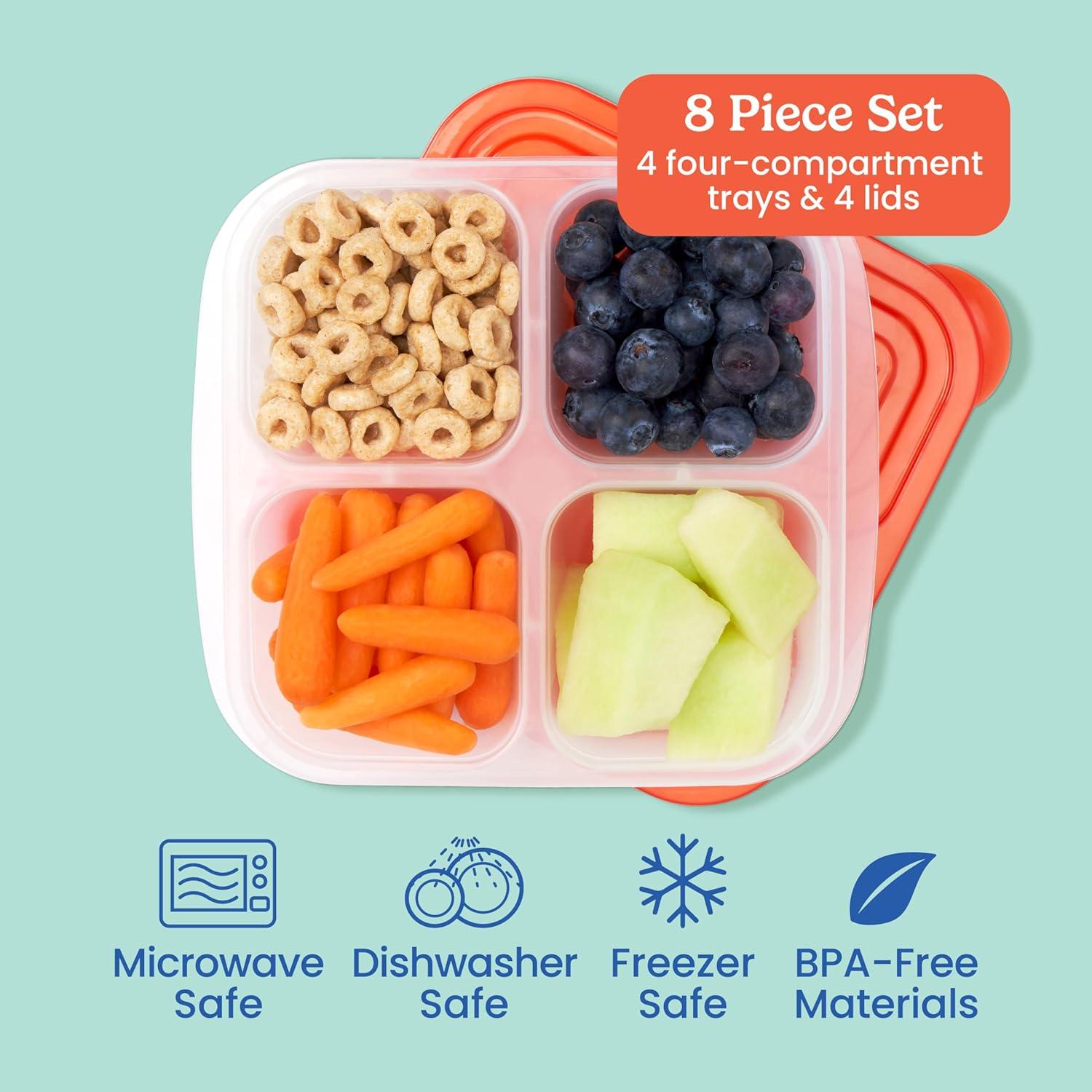 imageBentgo Easyboxes 4Compartment Snack Containers 8Piece Set with 4 Trays amp 4 CustomFit Lids to Seal in Freshness Reusable Food Storage amp Meal Prep Bento BPAFree Containers ClassicClassic