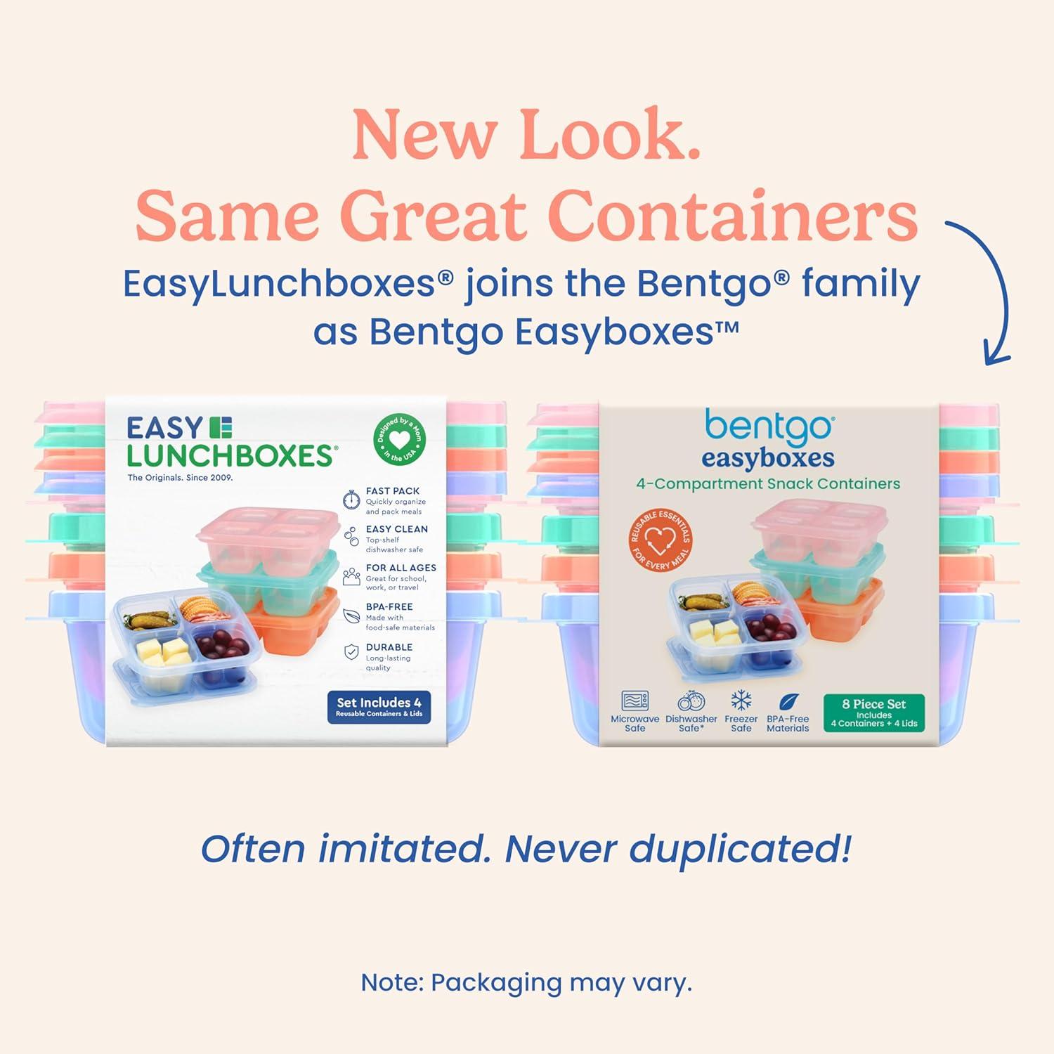 imageBentgo Easyboxes 4Compartment Snack Containers 8Piece Set with 4 Trays amp 4 CustomFit Lids to Seal in Freshness Reusable Food Storage amp Meal Prep Bento BPAFree Containers ClassicPastels