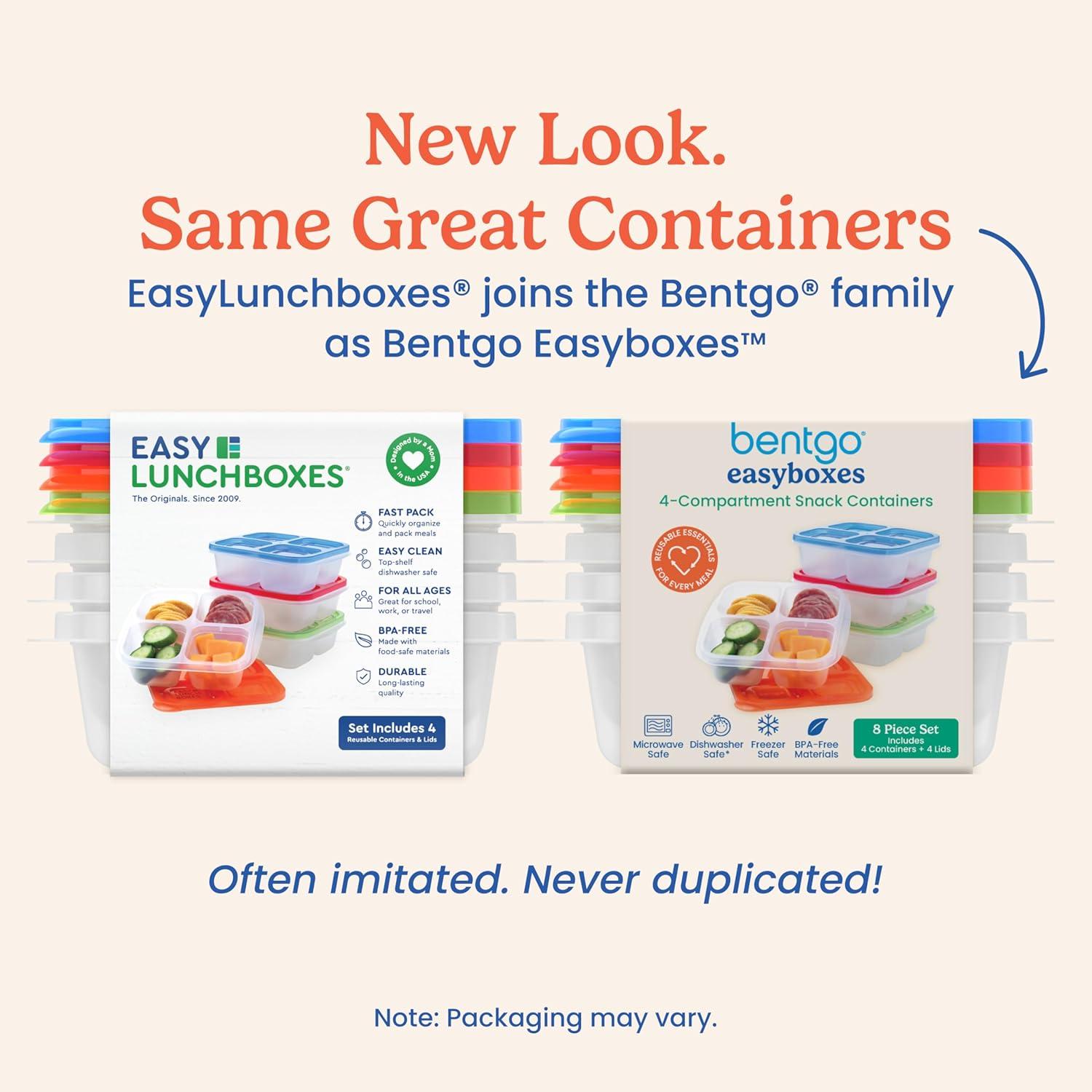 imageBentgo Easyboxes 4Compartment Snack Containers 8Piece Set with 4 Trays amp 4 CustomFit Lids to Seal in Freshness Reusable Food Storage amp Meal Prep Bento BPAFree Containers ClassicClassic