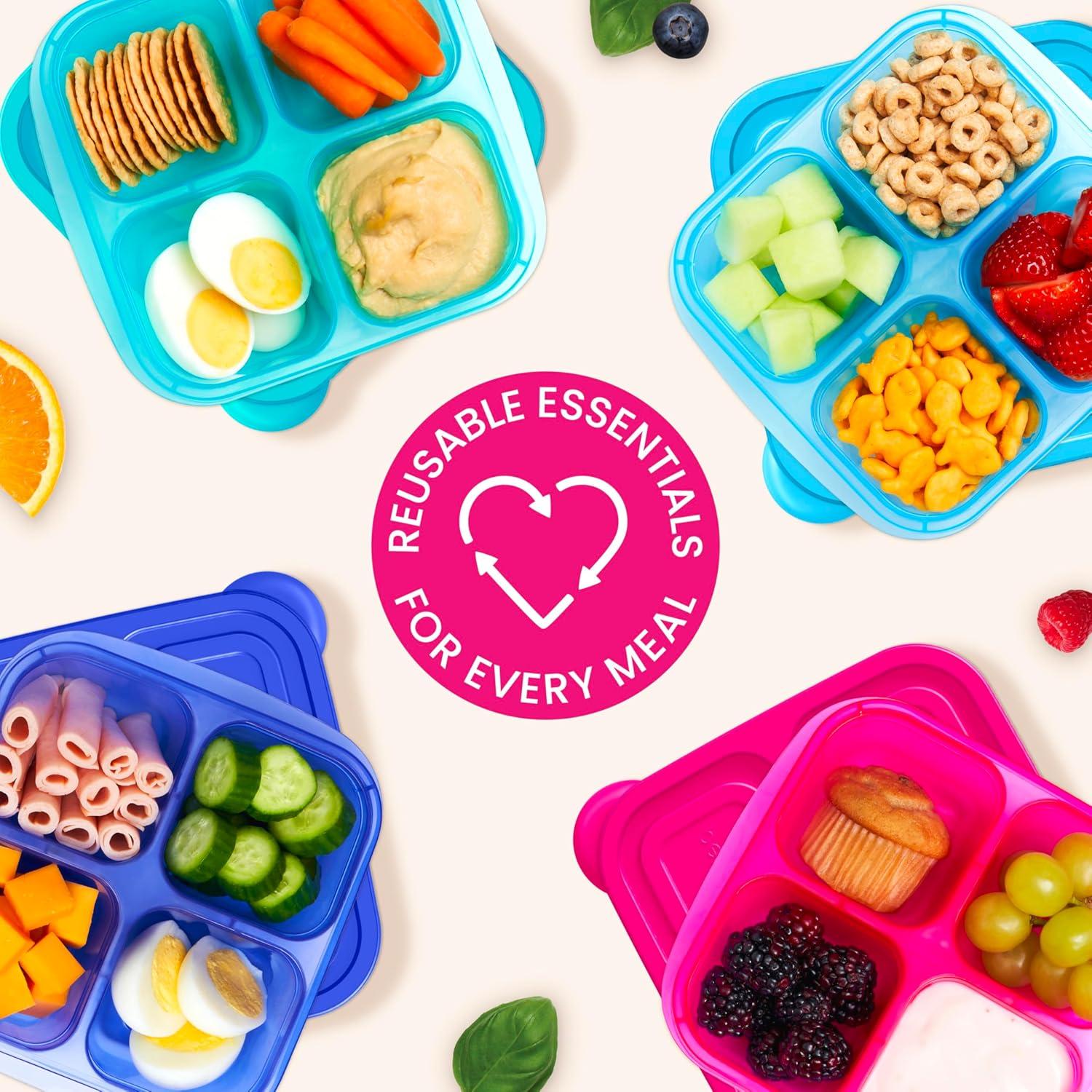 imageBentgo Easyboxes 4Compartment Snack Containers 8Piece Set with 4 Trays amp 4 CustomFit Lids to Seal in Freshness Reusable Food Storage amp Meal Prep Bento BPAFree Containers ClassicJewel Brights