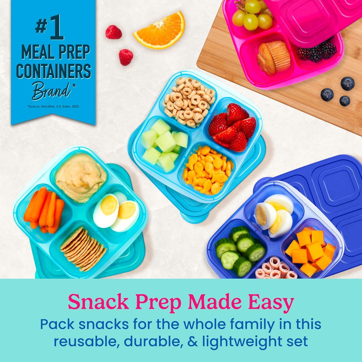 imageBentgo Easyboxes 4Compartment Snack Containers 8Piece Set with 4 Trays amp 4 CustomFit Lids to Seal in Freshness Reusable Food Storage amp Meal Prep Bento BPAFree Containers ClassicJewel Brights