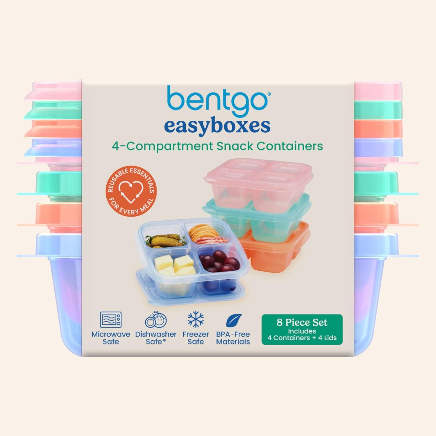 imageBentgo Easyboxes 4Compartment Snack Containers 8Piece Set with 4 Trays amp 4 CustomFit Lids to Seal in Freshness Reusable Food Storage amp Meal Prep Bento BPAFree Containers ClassicPastels