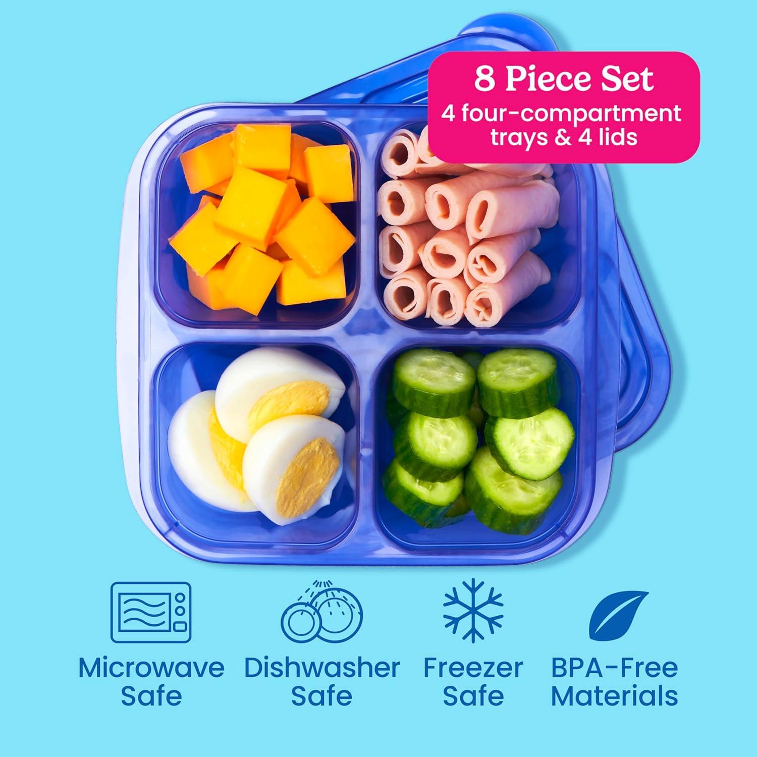 imageBentgo Easyboxes 4Compartment Snack Containers 8Piece Set with 4 Trays amp 4 CustomFit Lids to Seal in Freshness Reusable Food Storage amp Meal Prep Bento BPAFree Containers ClassicJewel Brights
