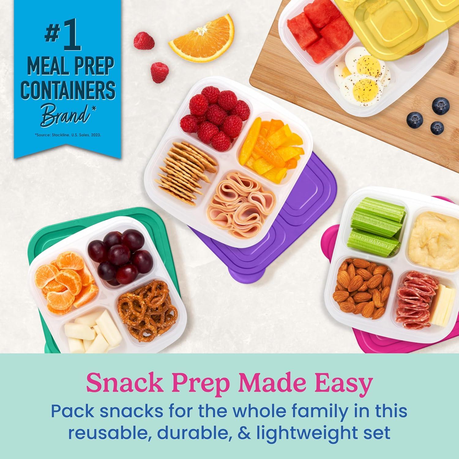 imageBentgo Easyboxes 4Compartment Snack Containers 8Piece Set with 4 Trays amp 4 CustomFit Lids to Seal in Freshness Reusable Food Storage amp Meal Prep Bento BPAFree Containers ClassicBrights