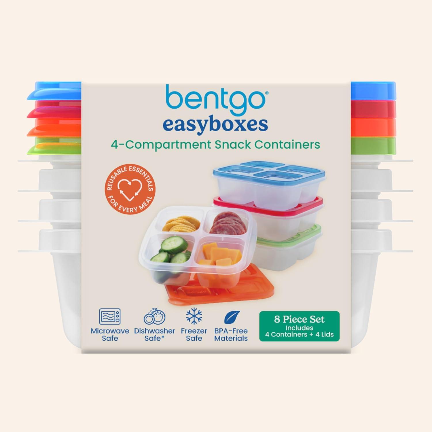 imageBentgo Easyboxes 4Compartment Snack Containers 8Piece Set with 4 Trays amp 4 CustomFit Lids to Seal in Freshness Reusable Food Storage amp Meal Prep Bento BPAFree Containers ClassicClassic