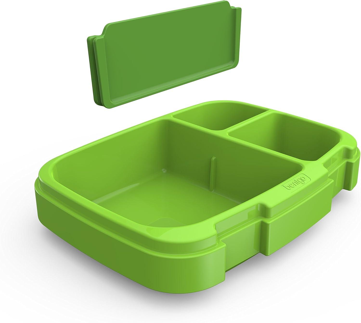 imageBentgo Fresh Tray Green with Transparent Cover Reusable BPAFree 4Compartment Meal Prep Container with BuiltIn Portion Control for Healthy AtHome Meals and OntheGo LunchesGreen