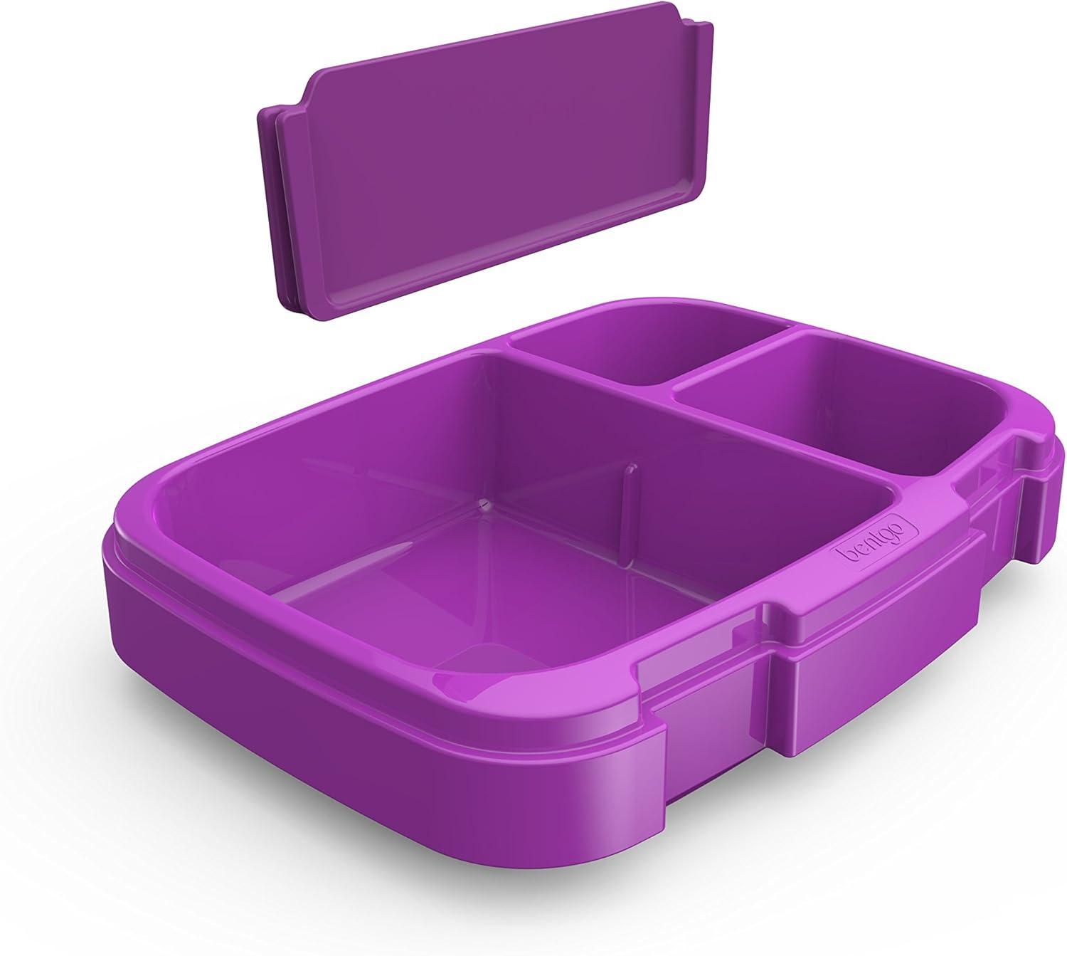 imageBentgo Fresh Tray Green with Transparent Cover Reusable BPAFree 4Compartment Meal Prep Container with BuiltIn Portion Control for Healthy AtHome Meals and OntheGo LunchesPurple