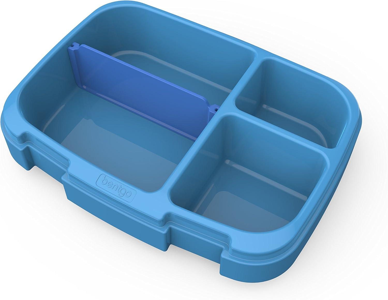 imageBentgo Fresh Tray Green with Transparent Cover Reusable BPAFree 4Compartment Meal Prep Container with BuiltIn Portion Control for Healthy AtHome Meals and OntheGo LunchesBlue