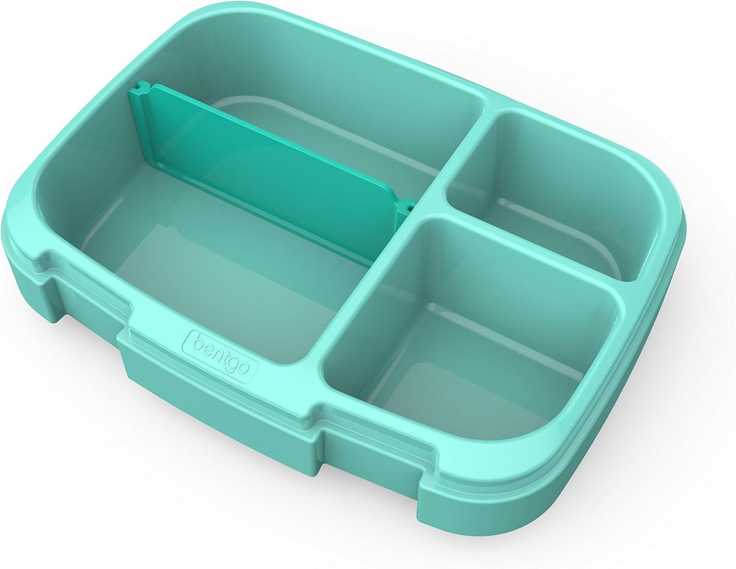 imageBentgo Fresh Tray Green with Transparent Cover Reusable BPAFree 4Compartment Meal Prep Container with BuiltIn Portion Control for Healthy AtHome Meals and OntheGo LunchesAqua