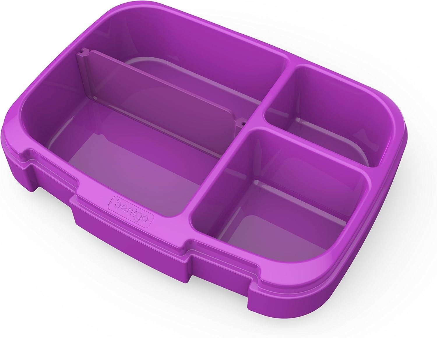 imageBentgo Fresh Tray Green with Transparent Cover Reusable BPAFree 4Compartment Meal Prep Container with BuiltIn Portion Control for Healthy AtHome Meals and OntheGo LunchesPurple