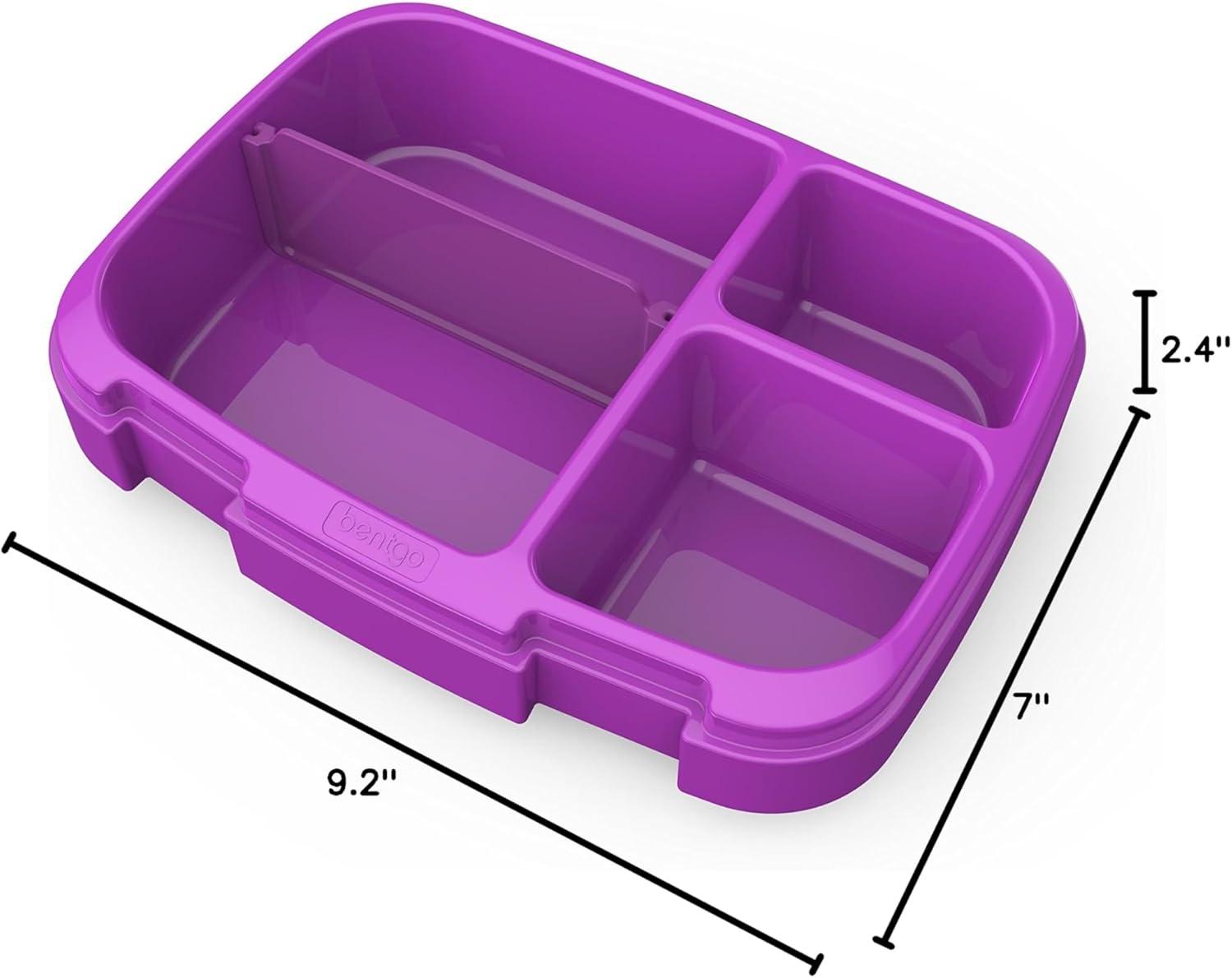 imageBentgo Fresh Tray Green with Transparent Cover Reusable BPAFree 4Compartment Meal Prep Container with BuiltIn Portion Control for Healthy AtHome Meals and OntheGo LunchesPurple