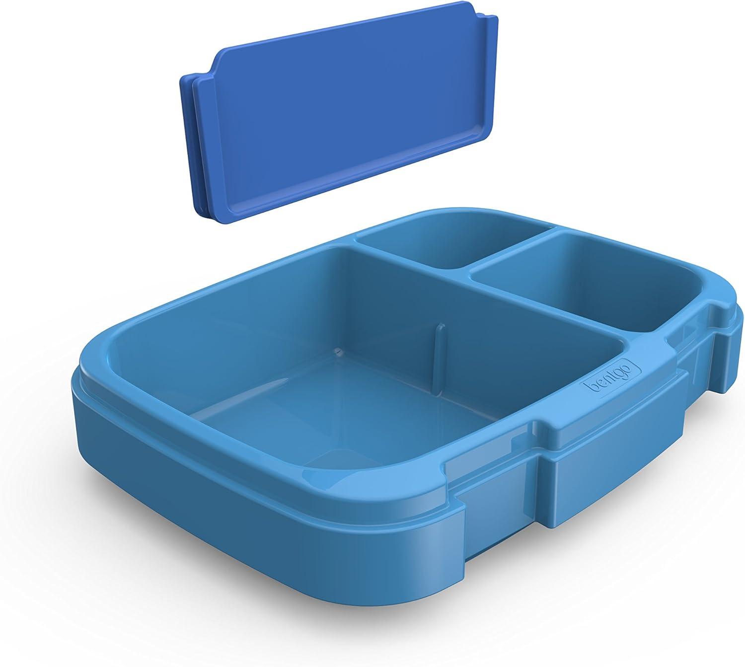 imageBentgo Fresh Tray Green with Transparent Cover Reusable BPAFree 4Compartment Meal Prep Container with BuiltIn Portion Control for Healthy AtHome Meals and OntheGo LunchesBlue