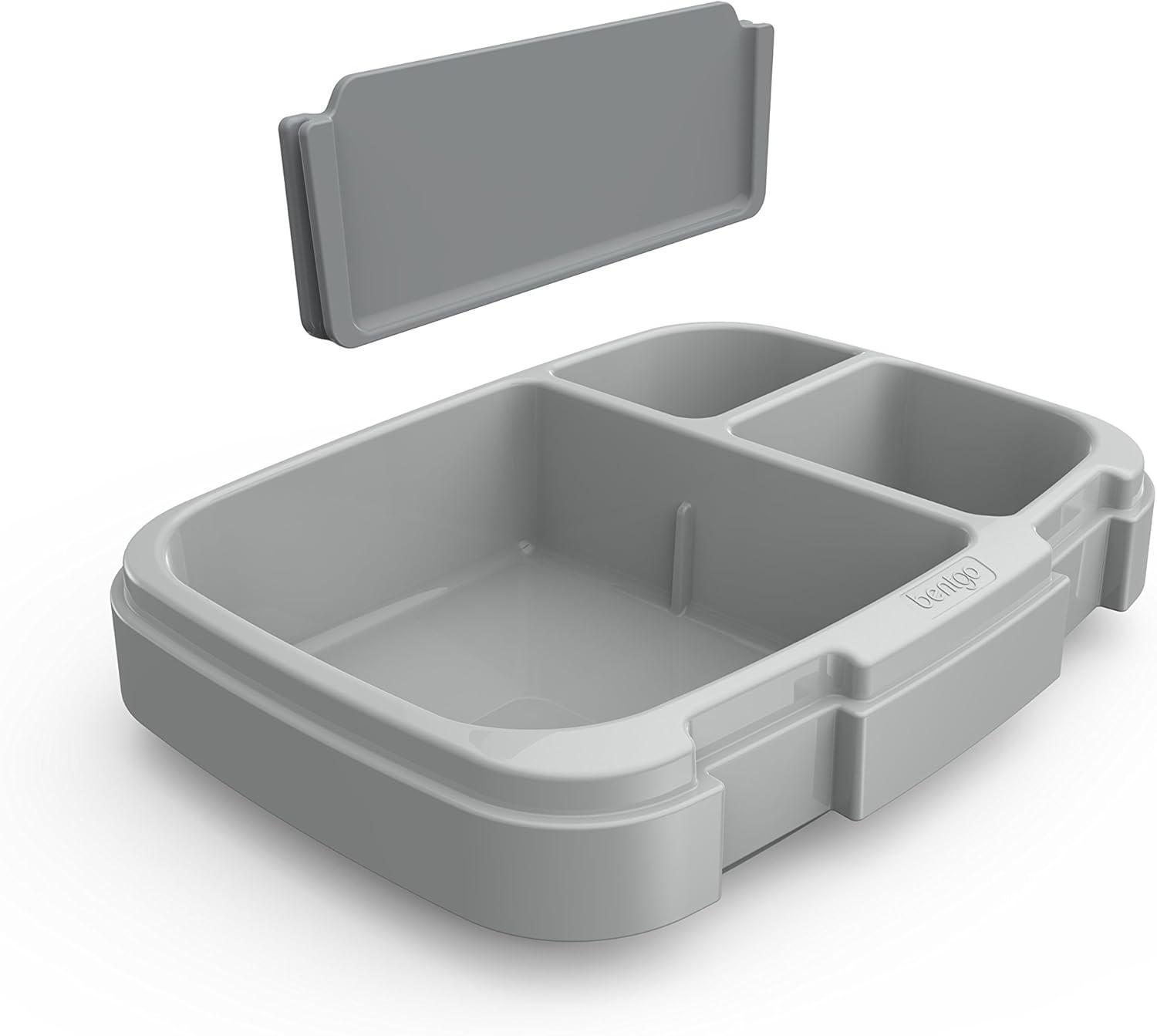 imageBentgo Fresh Tray Green with Transparent Cover Reusable BPAFree 4Compartment Meal Prep Container with BuiltIn Portion Control for Healthy AtHome Meals and OntheGo LunchesGray
