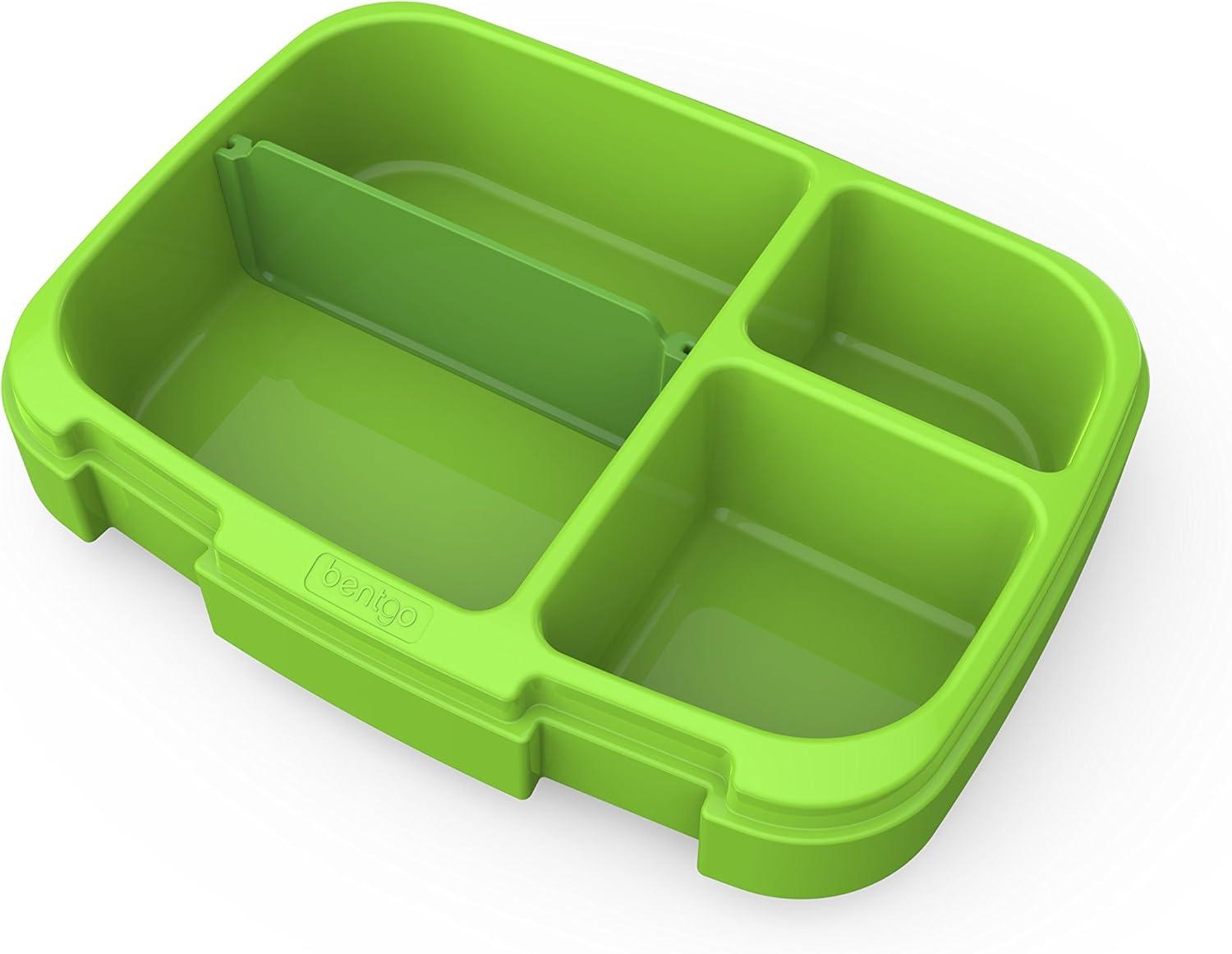 imageBentgo Fresh Tray Green with Transparent Cover Reusable BPAFree 4Compartment Meal Prep Container with BuiltIn Portion Control for Healthy AtHome Meals and OntheGo LunchesGreen