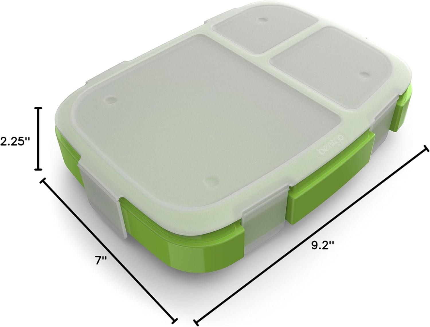 imageBentgo Fresh Tray Green with Transparent Cover Reusable BPAFree 4Compartment Meal Prep Container with BuiltIn Portion Control for Healthy AtHome Meals and OntheGo LunchesGreen