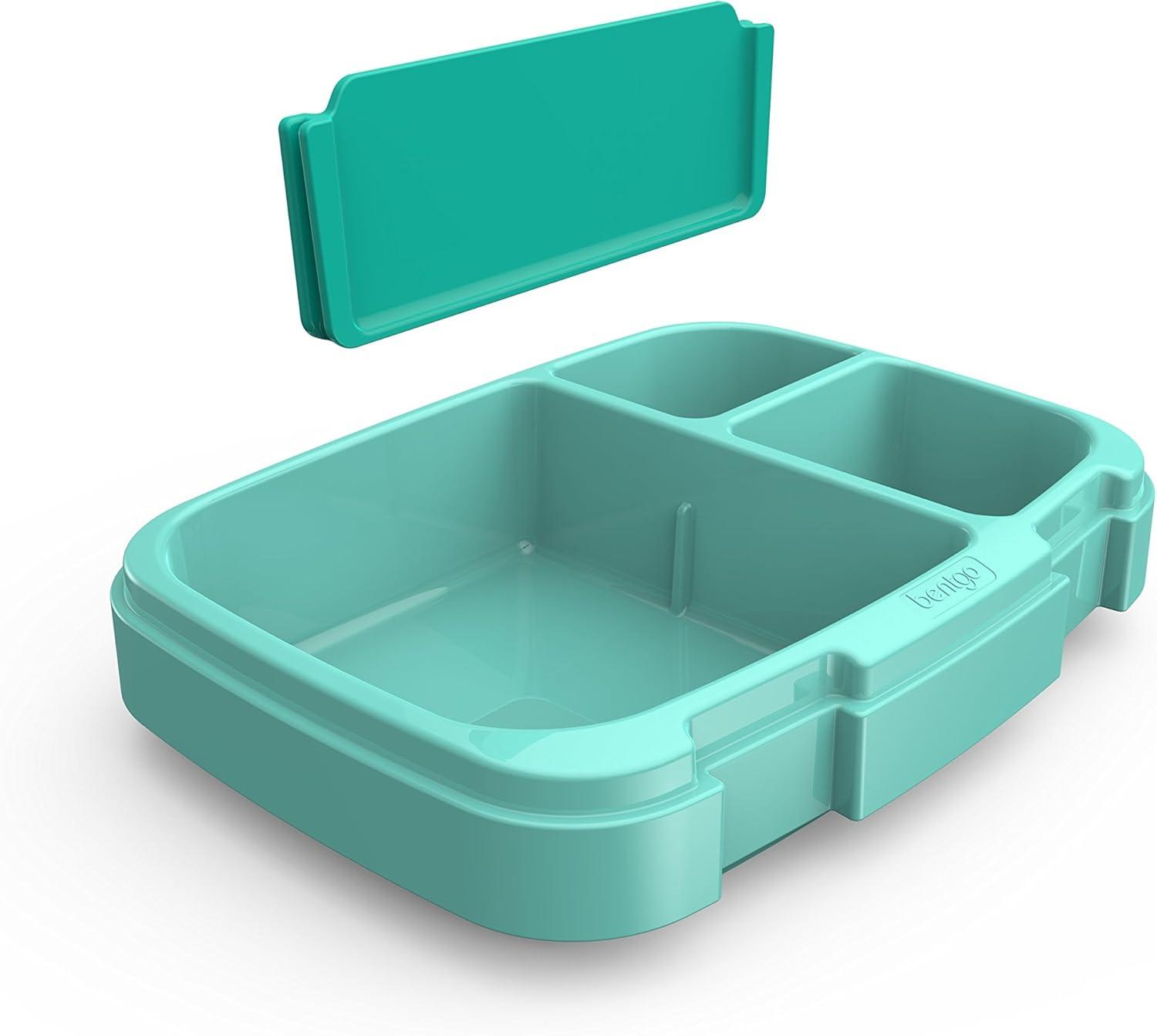 imageBentgo Fresh Tray Green with Transparent Cover Reusable BPAFree 4Compartment Meal Prep Container with BuiltIn Portion Control for Healthy AtHome Meals and OntheGo LunchesAqua