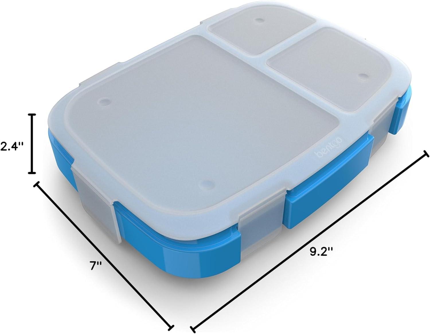 imageBentgo Fresh Tray Green with Transparent Cover Reusable BPAFree 4Compartment Meal Prep Container with BuiltIn Portion Control for Healthy AtHome Meals and OntheGo LunchesBlue