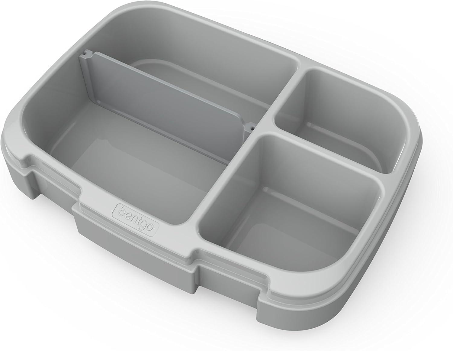 imageBentgo Fresh Tray Green with Transparent Cover Reusable BPAFree 4Compartment Meal Prep Container with BuiltIn Portion Control for Healthy AtHome Meals and OntheGo LunchesGray