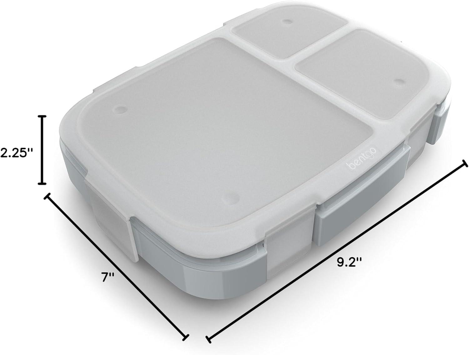 imageBentgo Fresh Tray Green with Transparent Cover Reusable BPAFree 4Compartment Meal Prep Container with BuiltIn Portion Control for Healthy AtHome Meals and OntheGo LunchesGray