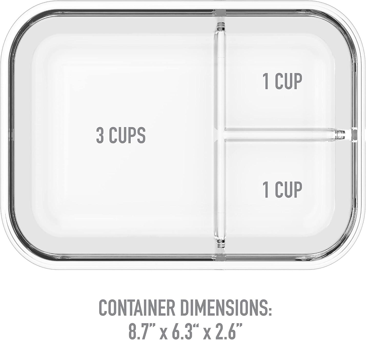 imageBentgo Glass Lunch Box LeakProof BentoStyle Food Container with Airtight Lid and Divided 3Compartment Design 5 Cup Capacity for Meal Prepping and PortionControlled Meals for Adults PurplePurple