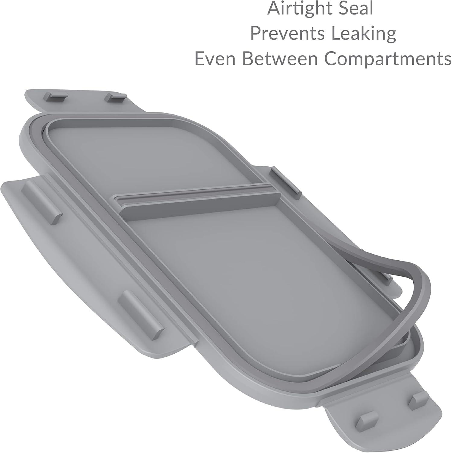 imageBentgo Glass Snack LeakProof BentoStyle Snack Container with Airtight Lid and Divided 2Compartment Design 175 Cup Capacity for Meal Prepping and PortionControlled Snacking GreenGray
