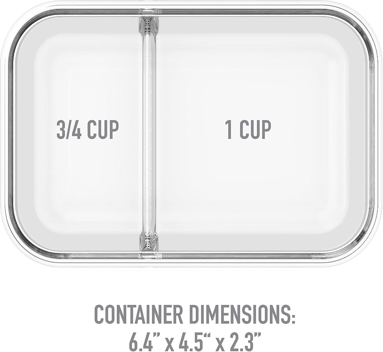 imageBentgo Glass Snack LeakProof BentoStyle Snack Container with Airtight Lid and Divided 2Compartment Design 175 Cup Capacity for Meal Prepping and PortionControlled Snacking GreenGray