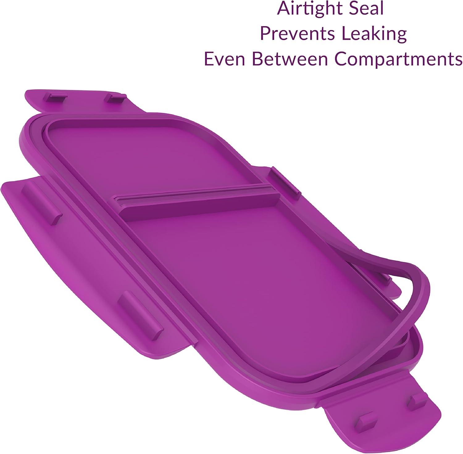 imageBentgo Glass Snack LeakProof BentoStyle Snack Container with Airtight Lid and Divided 2Compartment Design 175 Cup Capacity for Meal Prepping and PortionControlled Snacking GreenPurple