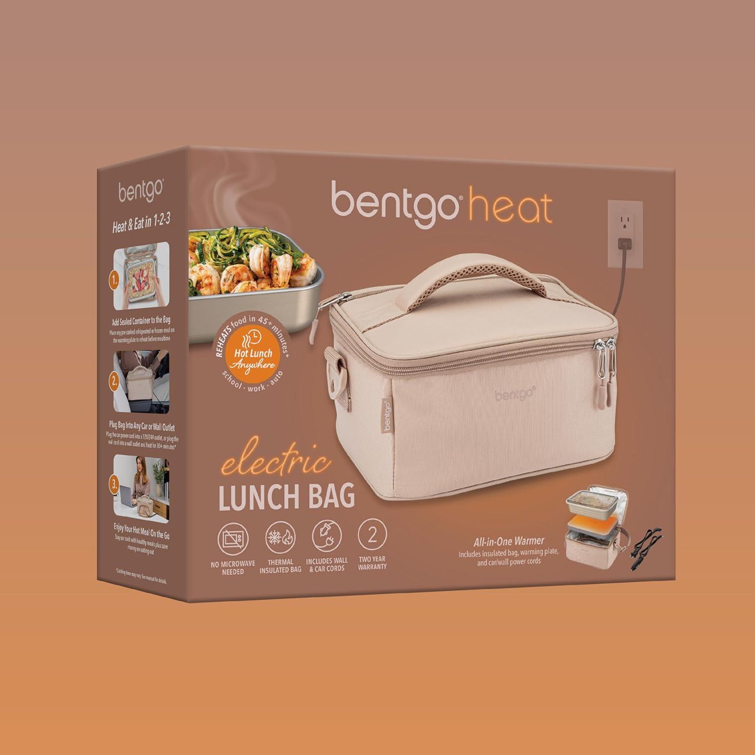 imageBentgo Heat Electric Lunch Bag amp Food Warmer for Reheating Meals in Car at Work amp More Heated Lunch Box Warmer for Adults Students amp Shift Workers 12V24V Auto amp 120V Wall Cords Carbon BlackSand