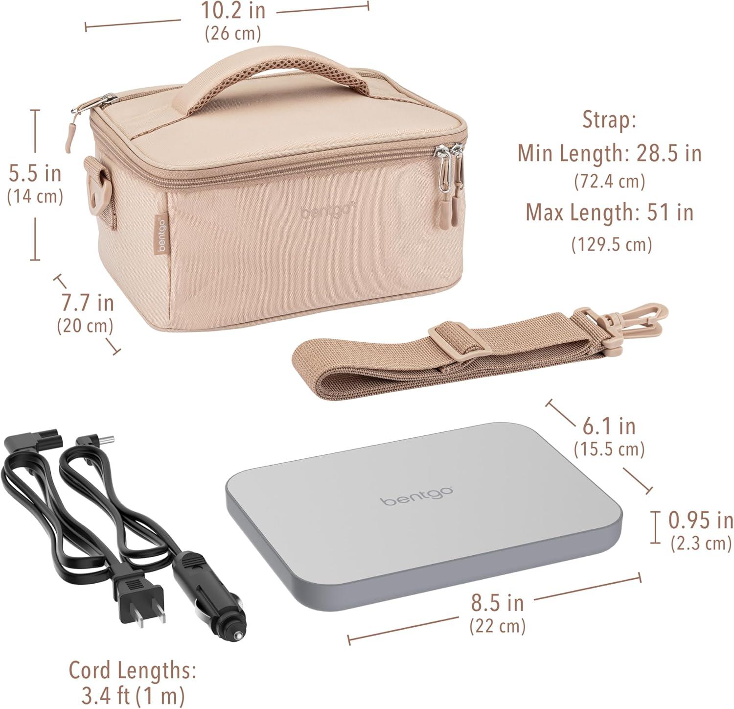 imageBentgo Heat Electric Lunch Bag amp Food Warmer for Reheating Meals in Car at Work amp More Heated Lunch Box Warmer for Adults Students amp Shift Workers 12V24V Auto amp 120V Wall Cords Carbon BlackSand
