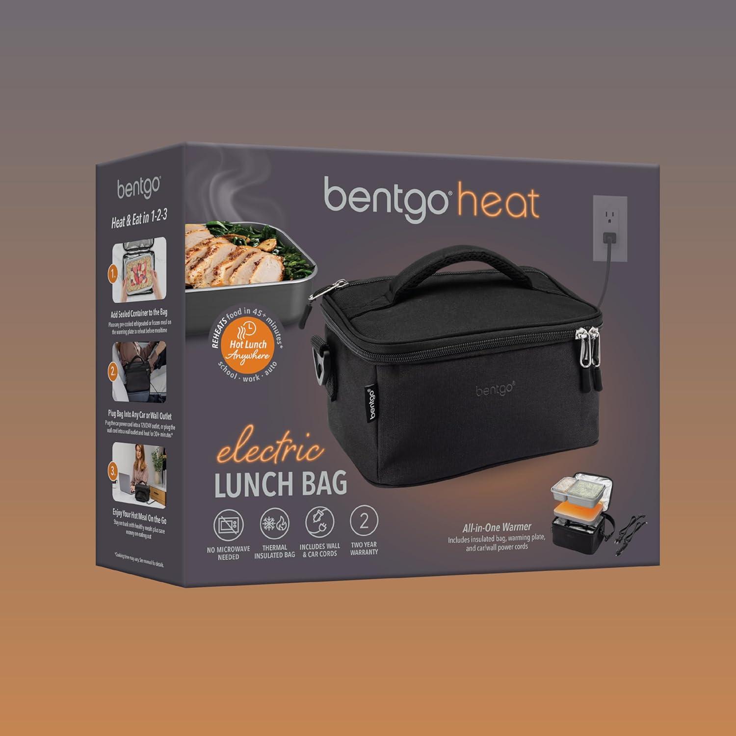 imageBentgo Heat Electric Lunch Bag amp Food Warmer for Reheating Meals in Car at Work amp More Heated Lunch Box Warmer for Adults Students amp Shift Workers 12V24V Auto amp 120V Wall Cords Carbon BlackCarbon Black