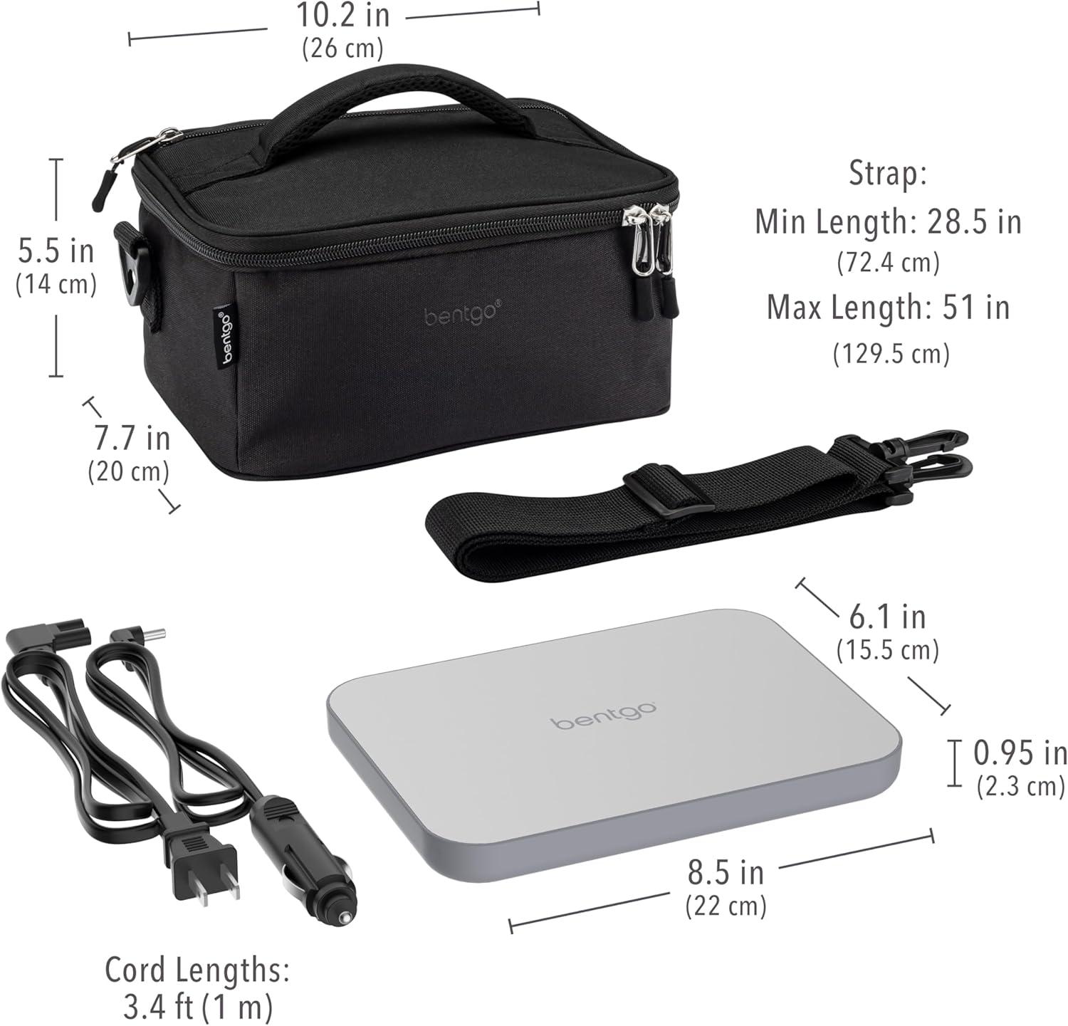 imageBentgo Heat Electric Lunch Bag amp Food Warmer for Reheating Meals in Car at Work amp More Heated Lunch Box Warmer for Adults Students amp Shift Workers 12V24V Auto amp 120V Wall Cords Carbon BlackCarbon Black