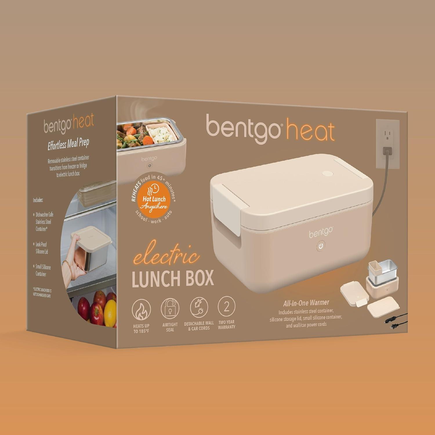 imageBentgo Heat Electric Lunch Box Portable Food Warmer for Adults Heated Lunch Box for Work Travel School amp On the Go Plug Into Wall or Car Ideal for Ages 14 12V24V amp 120V Cords ObsidianLatte