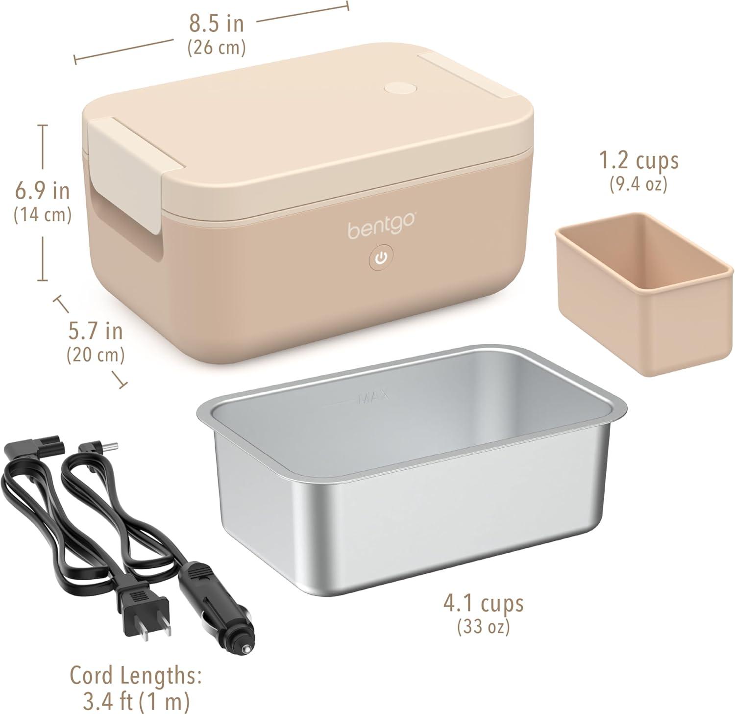 imageBentgo Heat Electric Lunch Box Portable Food Warmer for Adults Heated Lunch Box for Work Travel School amp On the Go Plug Into Wall or Car Ideal for Ages 14 12V24V amp 120V Cords ObsidianLatte