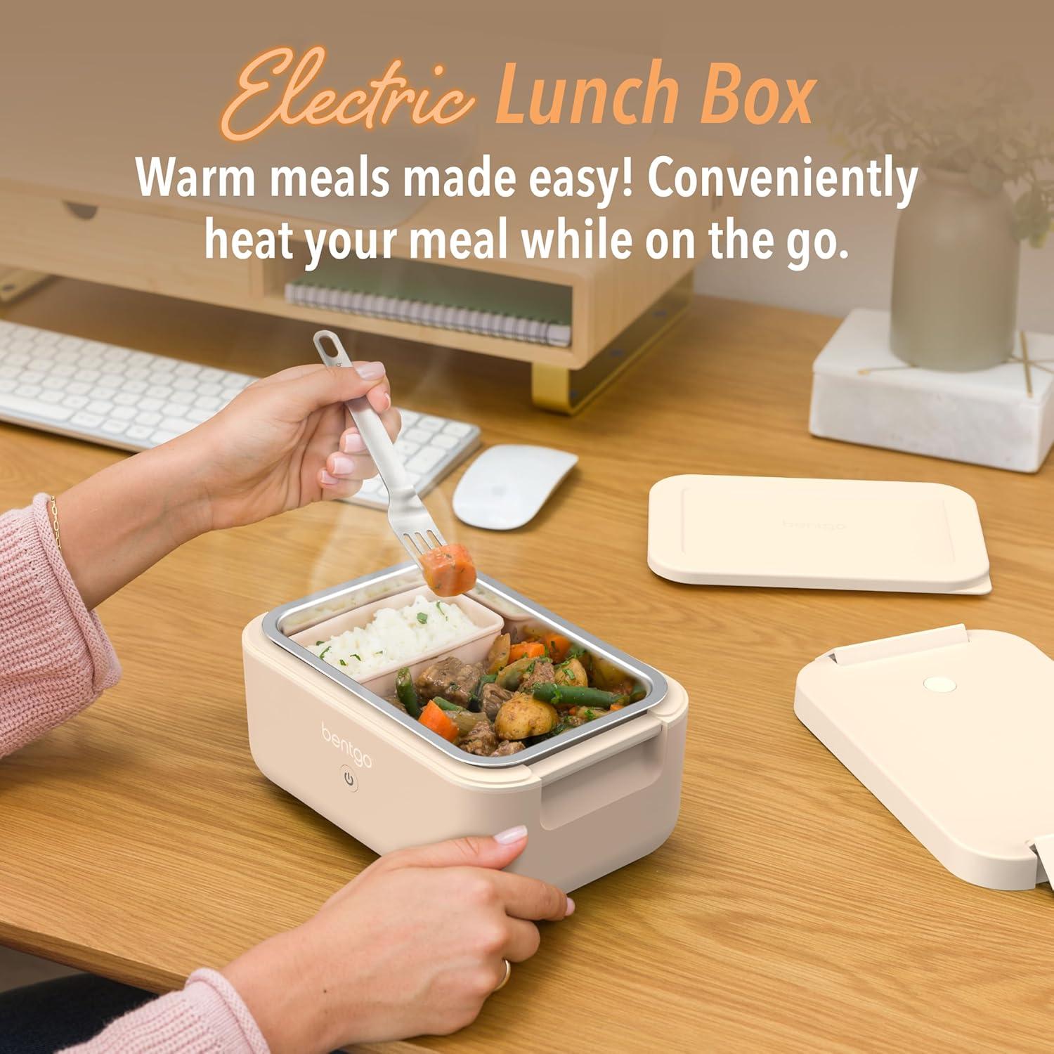 imageBentgo Heat Electric Lunch Box Portable Food Warmer for Adults Heated Lunch Box for Work Travel School amp On the Go Plug Into Wall or Car Ideal for Ages 14 12V24V amp 120V Cords ObsidianLatte