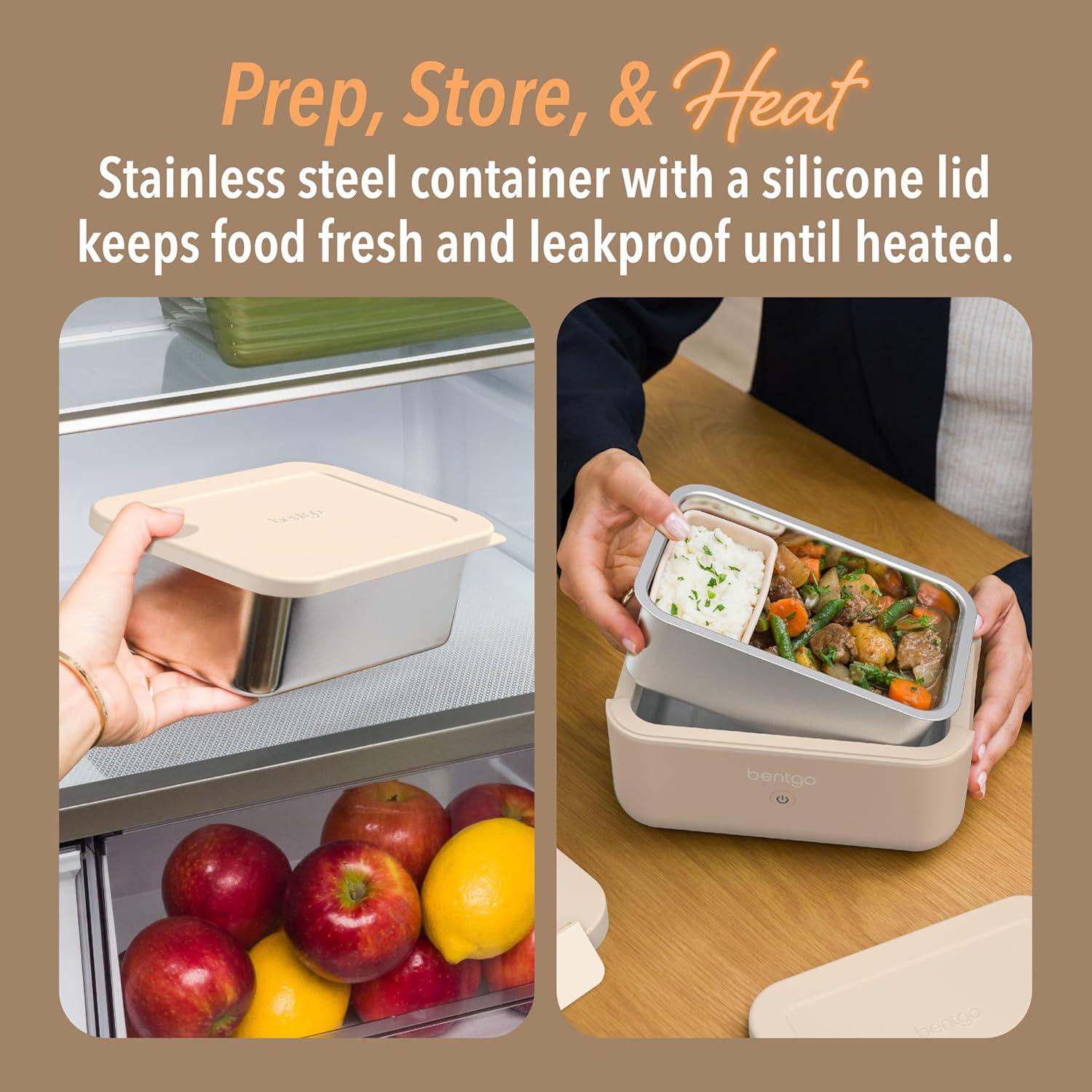 imageBentgo Heat Electric Lunch Box Portable Food Warmer for Adults Heated Lunch Box for Work Travel School amp On the Go Plug Into Wall or Car Ideal for Ages 14 12V24V amp 120V Cords ObsidianLatte