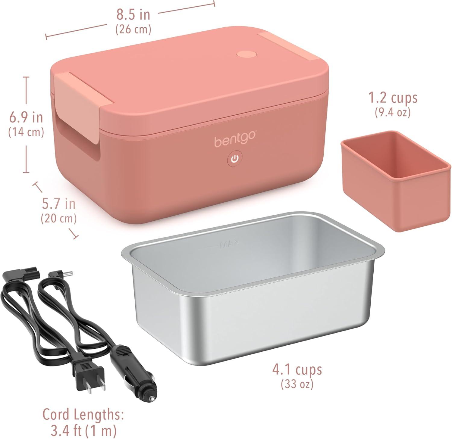 imageBentgo Heat Electric Lunch Box Portable Food Warmer for Adults Heated Lunch Box for Work Travel School amp On the Go Plug Into Wall or Car Ideal for Ages 14 12V24V amp 120V Cords ObsidianPink Spice