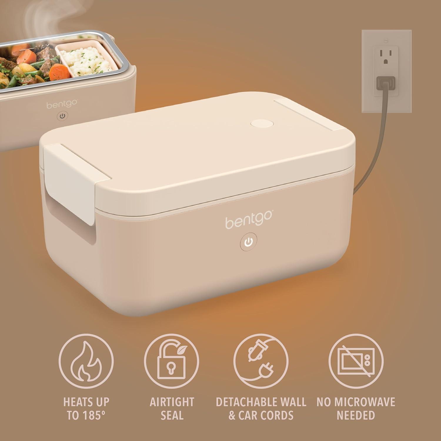 imageBentgo Heat Electric Lunch Box Portable Food Warmer for Adults Heated Lunch Box for Work Travel School amp On the Go Plug Into Wall or Car Ideal for Ages 14 12V24V amp 120V Cords ObsidianLatte