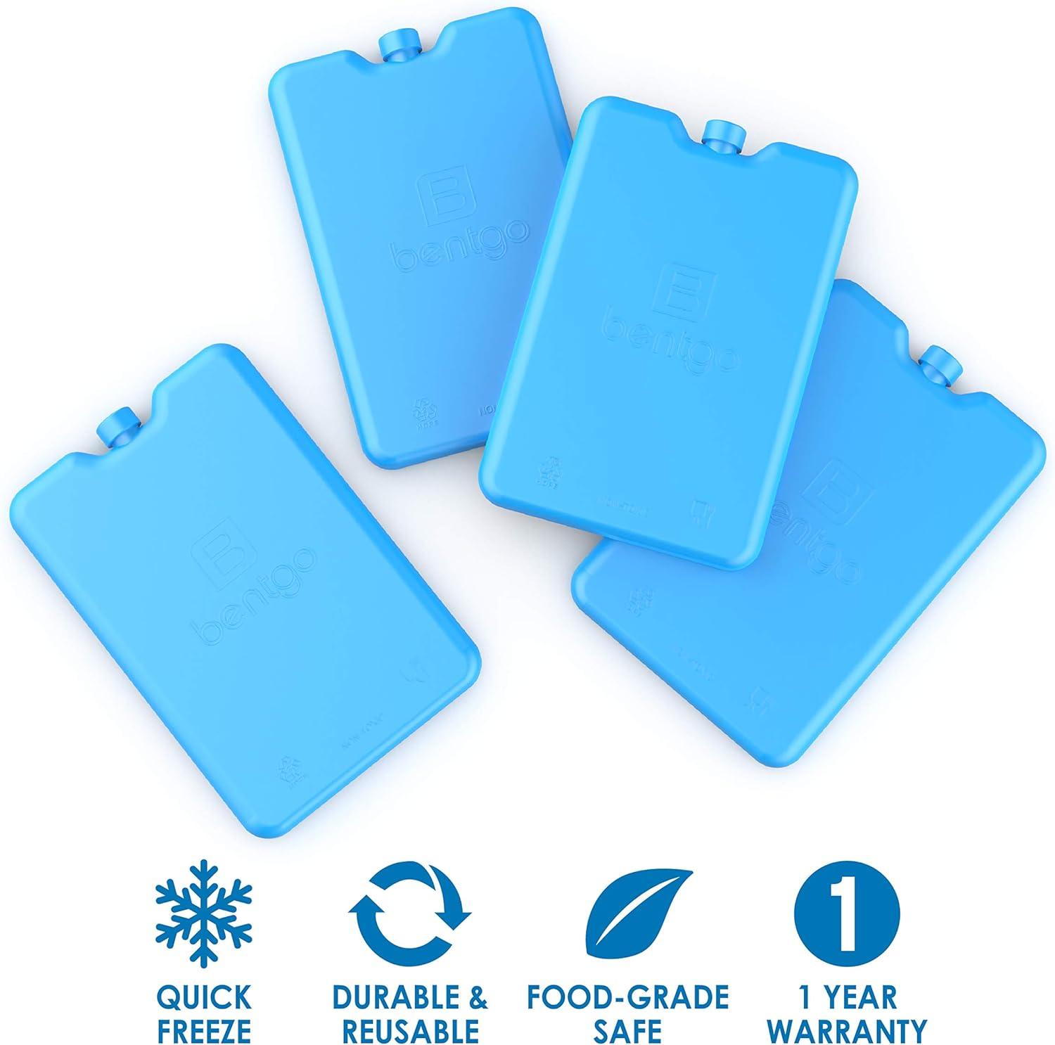 imageBentgo Ice Lunch Chillers UltraThin Ice Packs Perfect for Everyday Use in Lunch Bags Lunch Boxes and Coolers 4 Pack BlueBlue