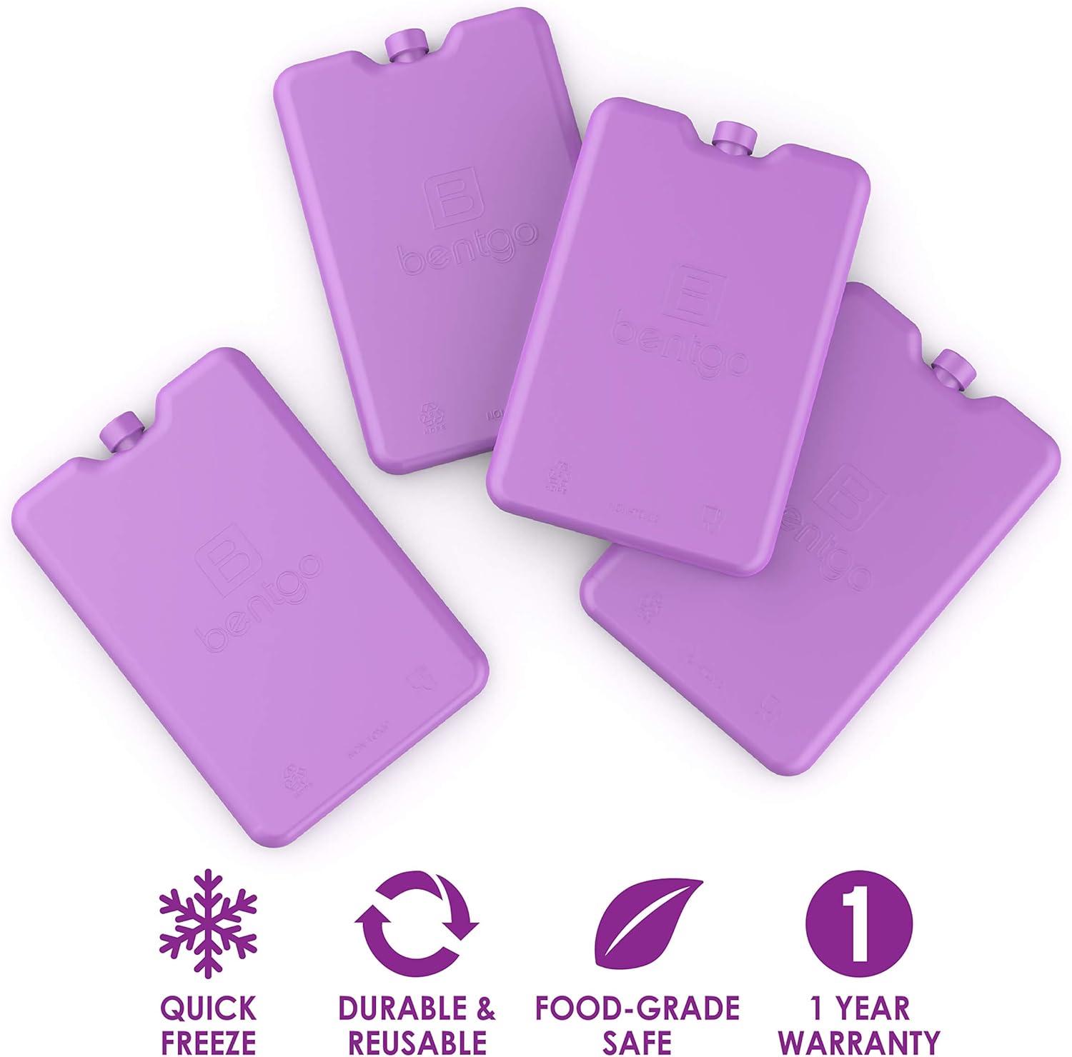 imageBentgo Ice Lunch Chillers UltraThin Ice Packs Perfect for Everyday Use in Lunch Bags Lunch Boxes and Coolers 4 Pack BluePurple