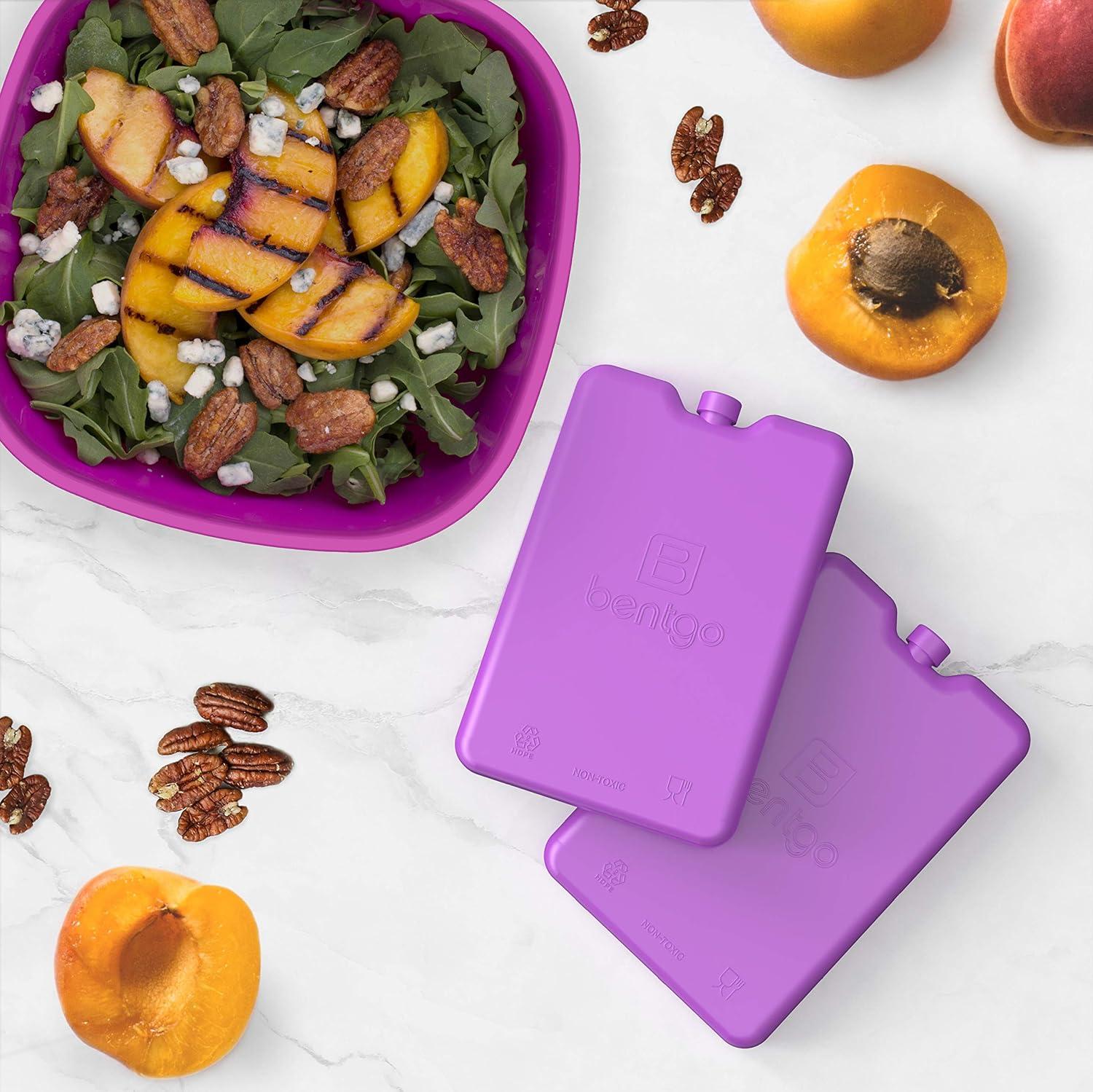 imageBentgo Ice Lunch Chillers UltraThin Ice Packs Perfect for Everyday Use in Lunch Bags Lunch Boxes and Coolers 4 Pack BluePurple