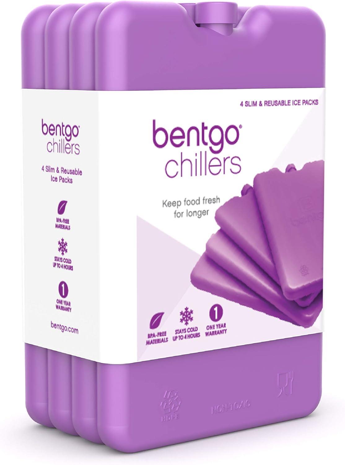 imageBentgo Ice Lunch Chillers UltraThin Ice Packs Perfect for Everyday Use in Lunch Bags Lunch Boxes and Coolers 4 Pack BluePurple