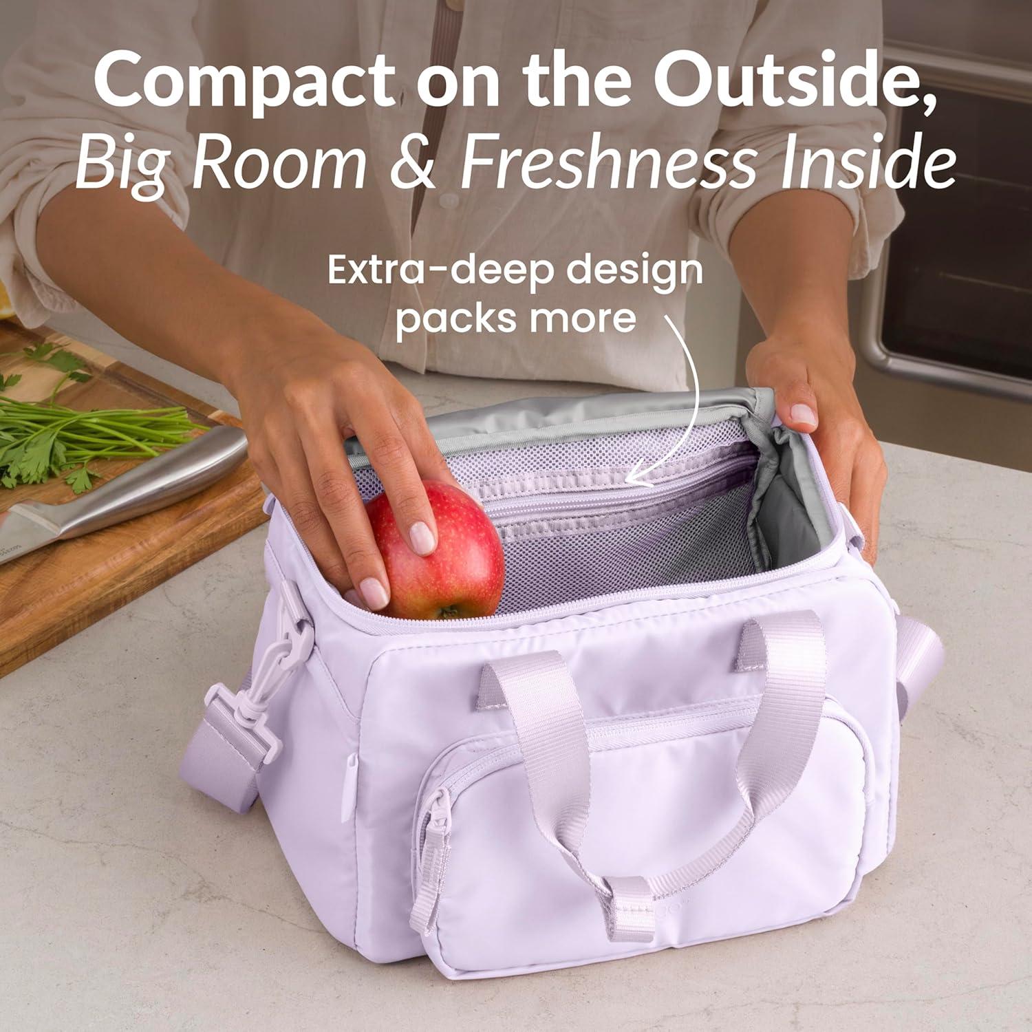 imageBentgo Insulated Lunch Bag ExtraLarge Capacity Adult Lunch Bag with Shoulder Strap and External Storage Compartment Durable Lightweight Ideal for Work School amp Meals On the Go LavenderLavender