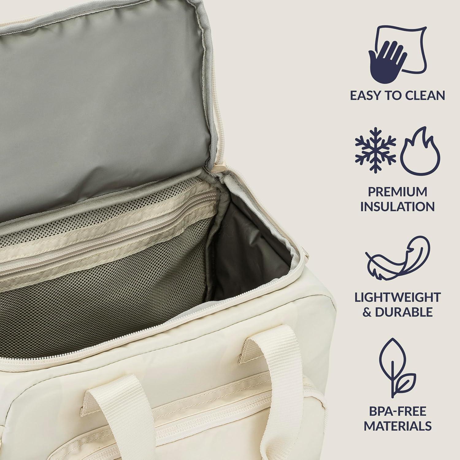 imageBentgo Insulated Lunch Bag ExtraLarge Capacity Adult Lunch Bag with Shoulder Strap and External Storage Compartment Durable Lightweight Ideal for Work School amp Meals On the Go LavenderBone