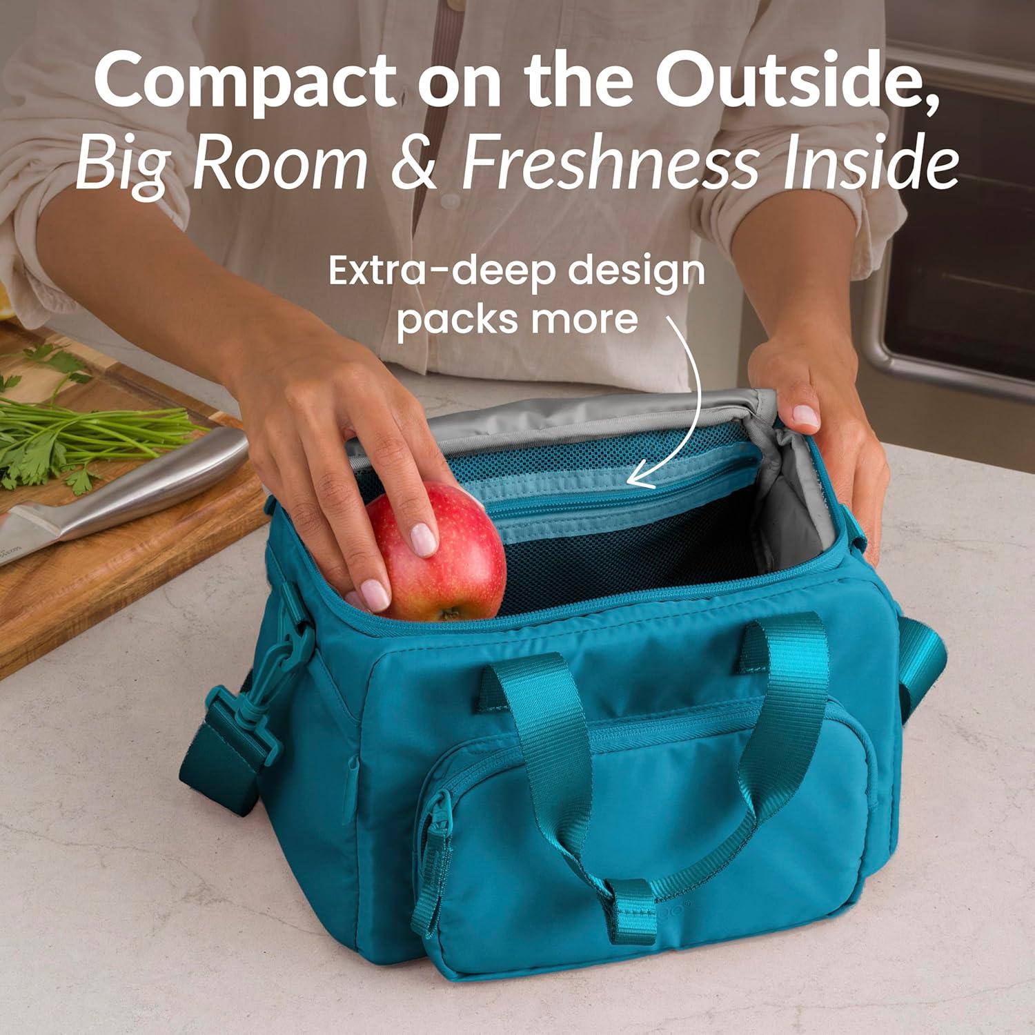 imageBentgo Insulated Lunch Bag ExtraLarge Capacity Adult Lunch Bag with Shoulder Strap and External Storage Compartment Durable Lightweight Ideal for Work School amp Meals On the Go LavenderDeep Teal